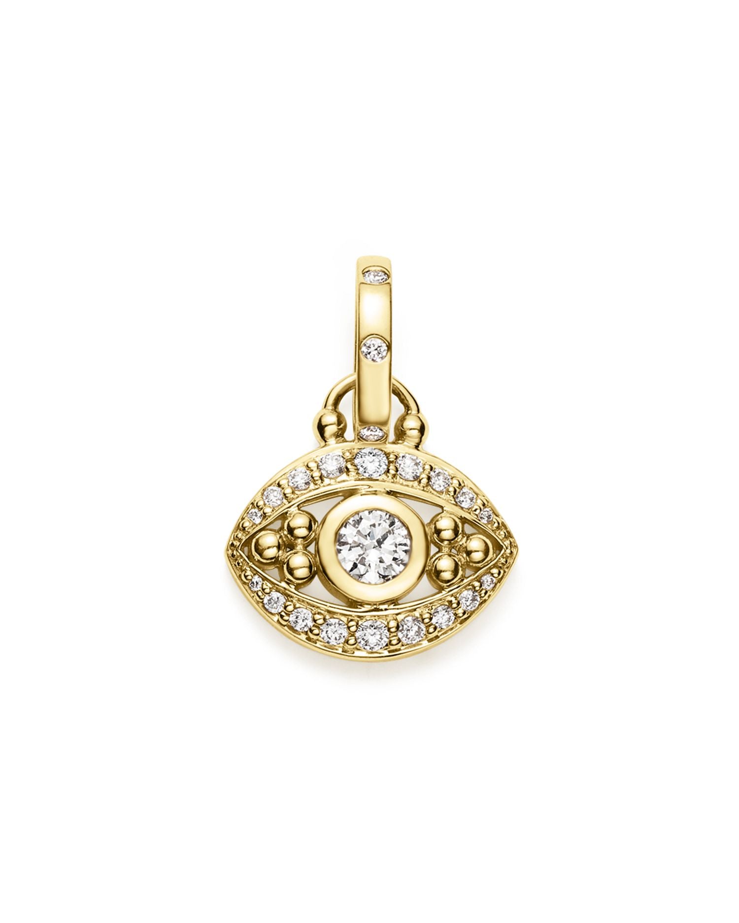 18K Yellow Gold Evil Eye Pendant with Diamonds