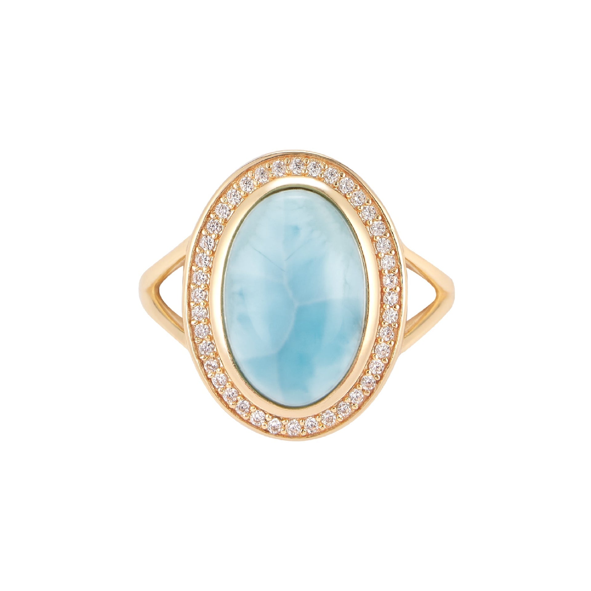 Adornia Larimar Halo Ring 14k gold vermeil