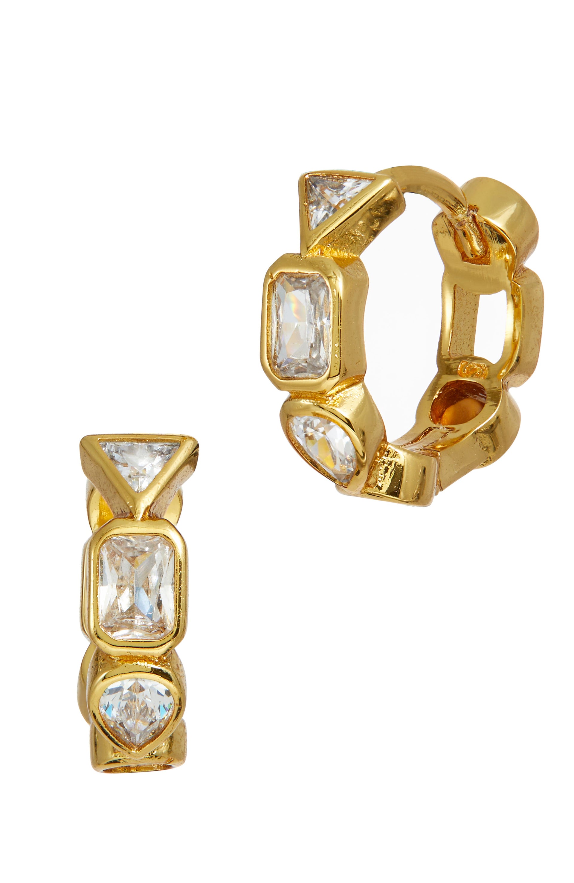 14K Multi Stone Hoop Earrings