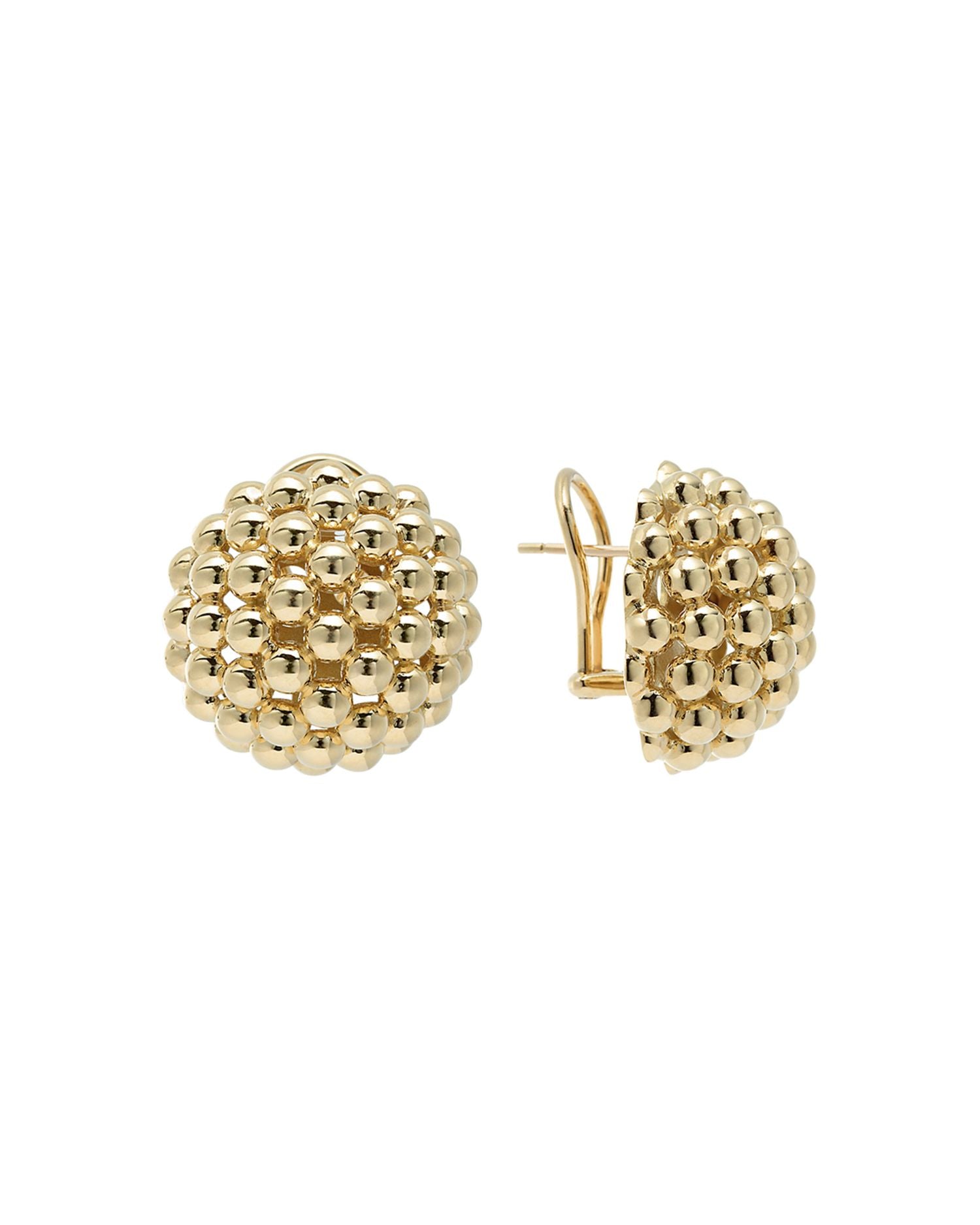 18K Gold Caviar Bold Button Stud Earrings