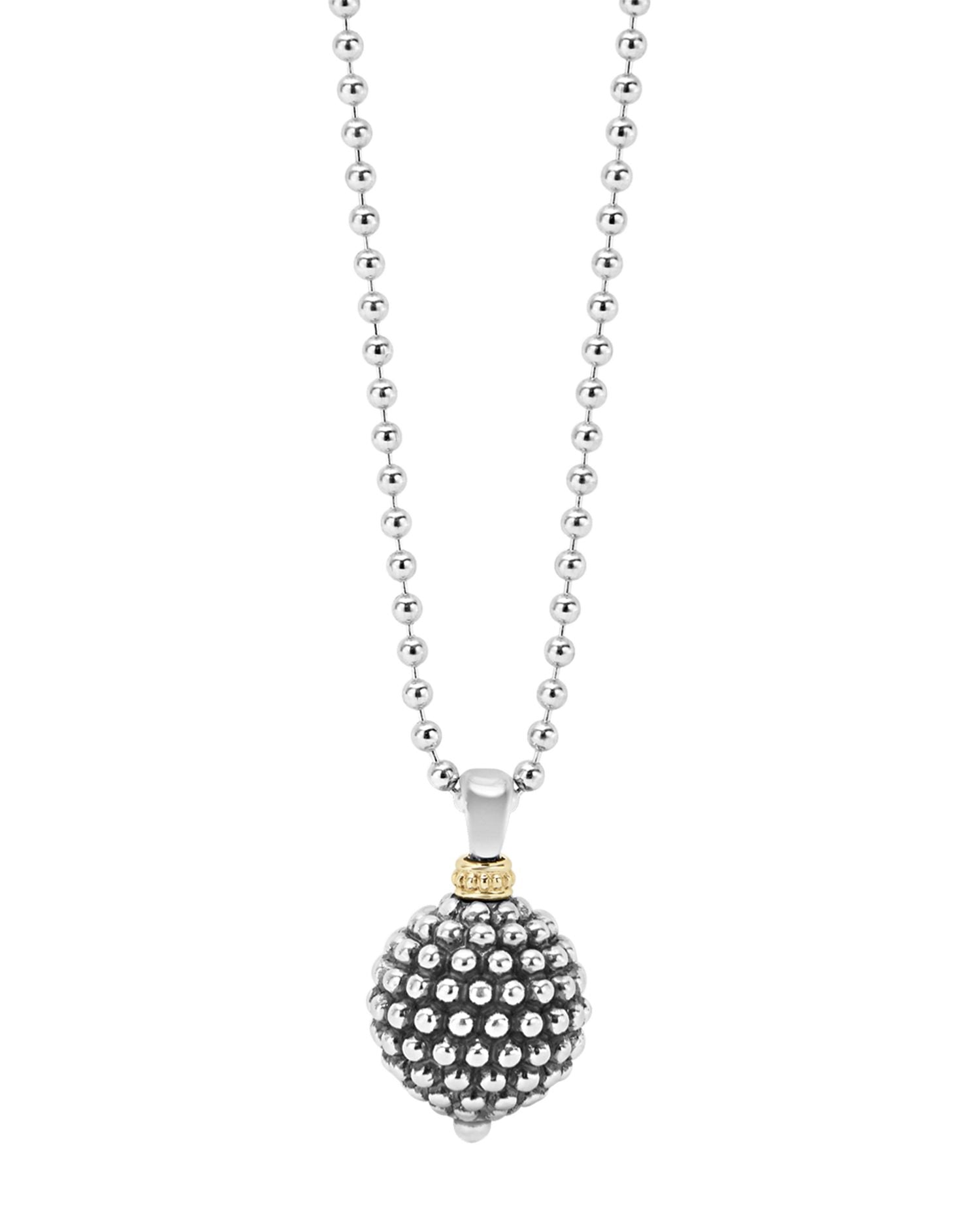 Sterling Silver Caviar Ball Pendant Necklace, 34'