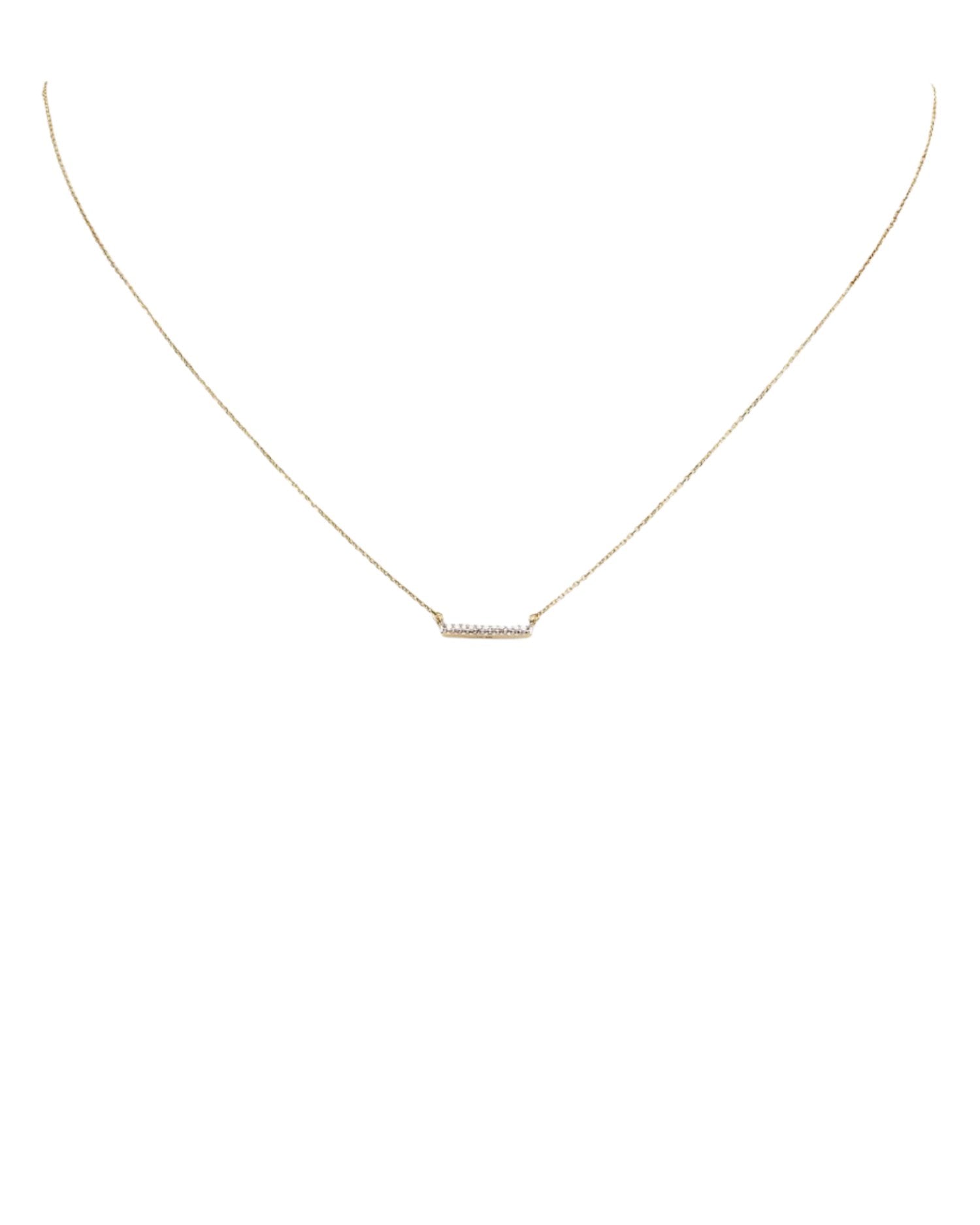 Diamond Pavé Bar Pendant Necklace, 15'