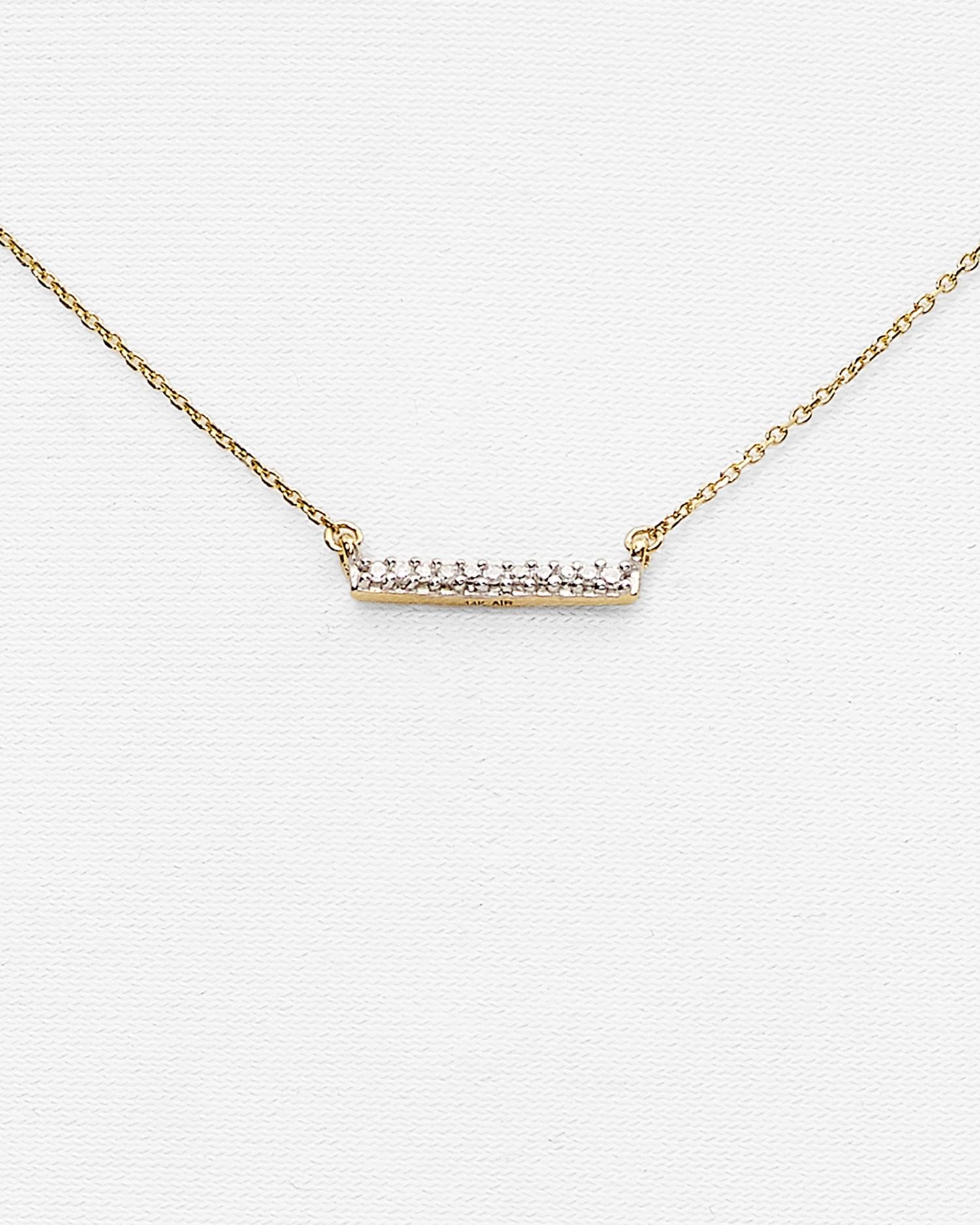 Diamond Pavé Bar Pendant Necklace, 15'
