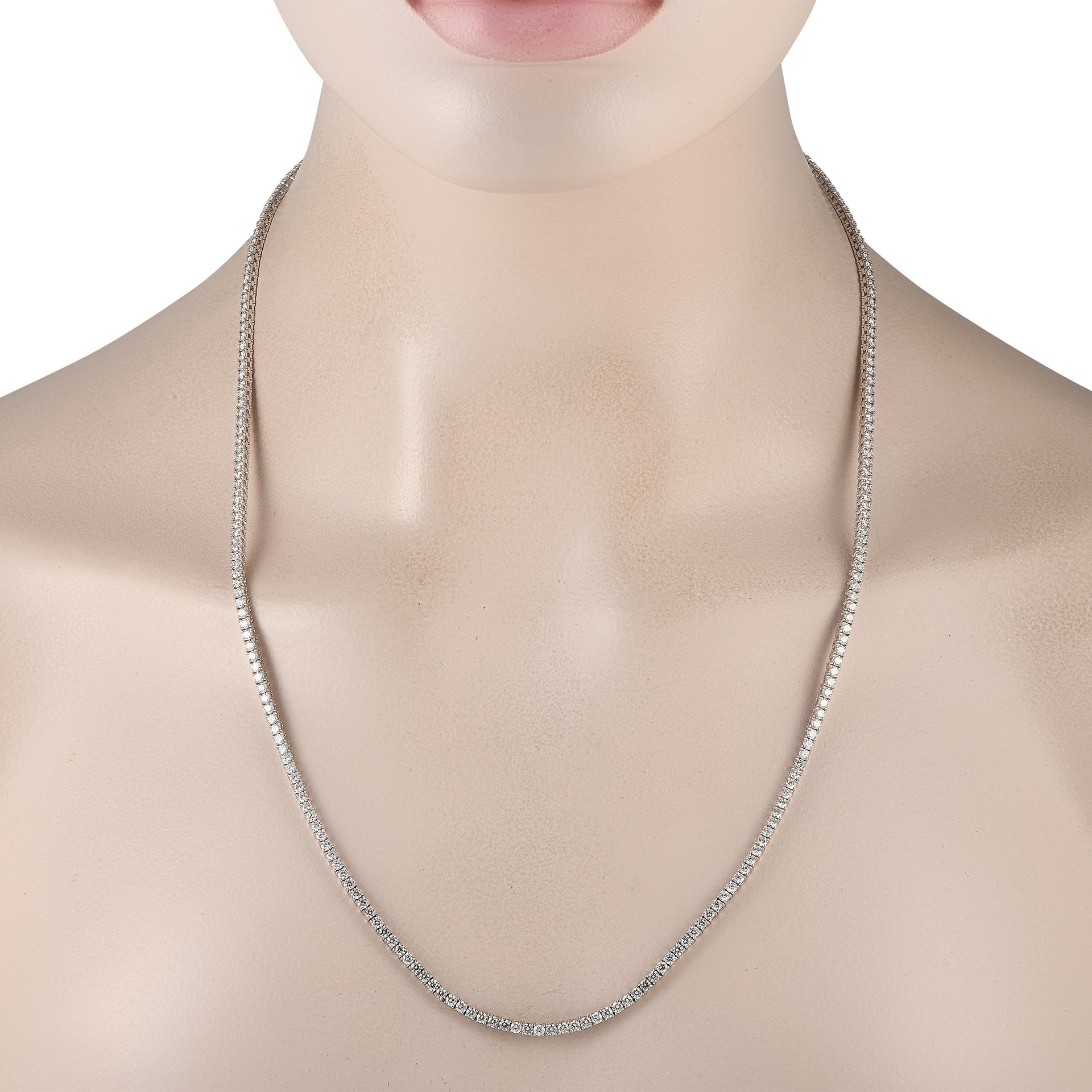 LB Exclusive 14K White Gold 10.74ct Lab-grown Diamond Tennis Necklace MF21-100924