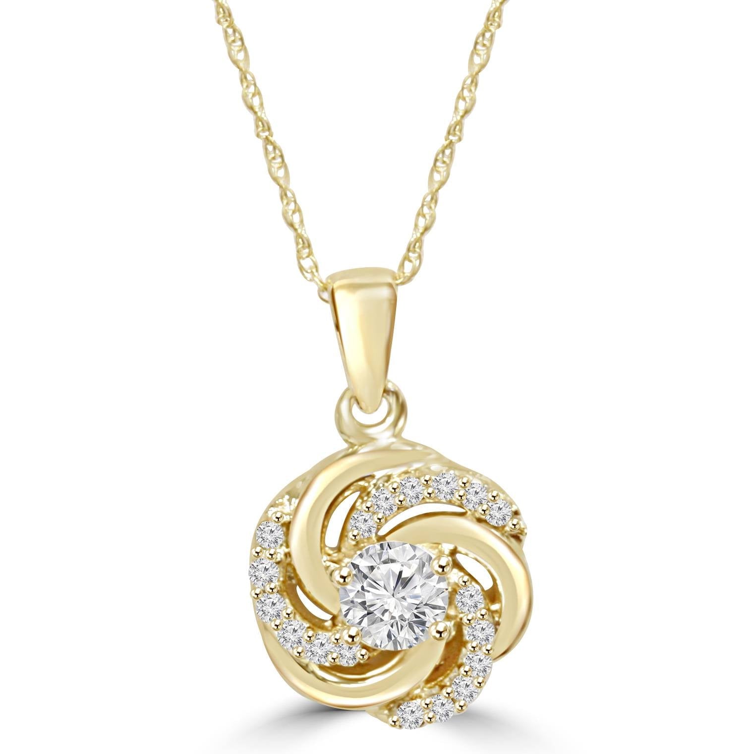 1/2 CT Diamond Vintage Circle Braided Pendant 14K Yellow Gold