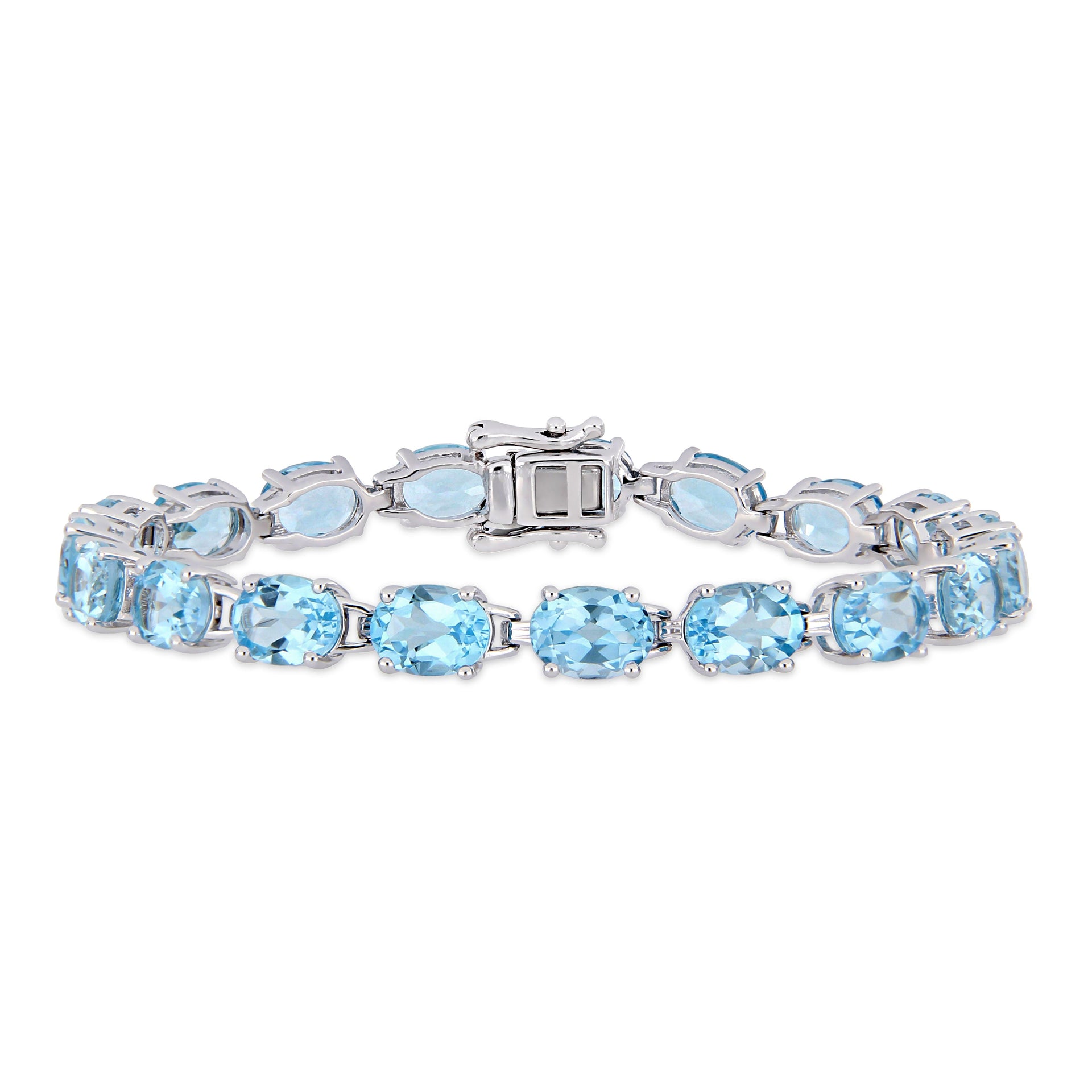28 1/2 ct TW Oval-Cut Sky-Blue Topaz Tennis Bracelet in Sterling Silver