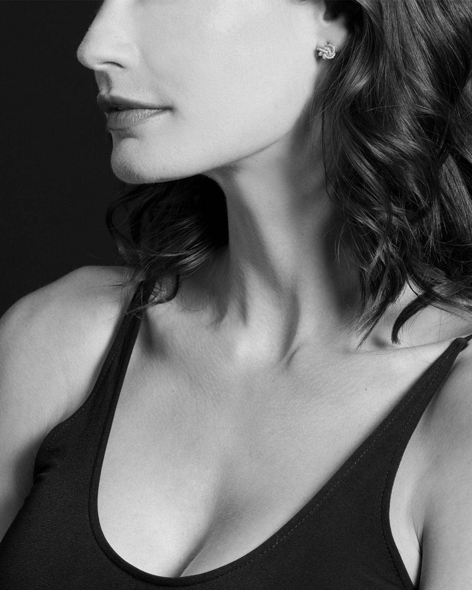 18K Gold Love Knot Stud Earrings with Diamonds