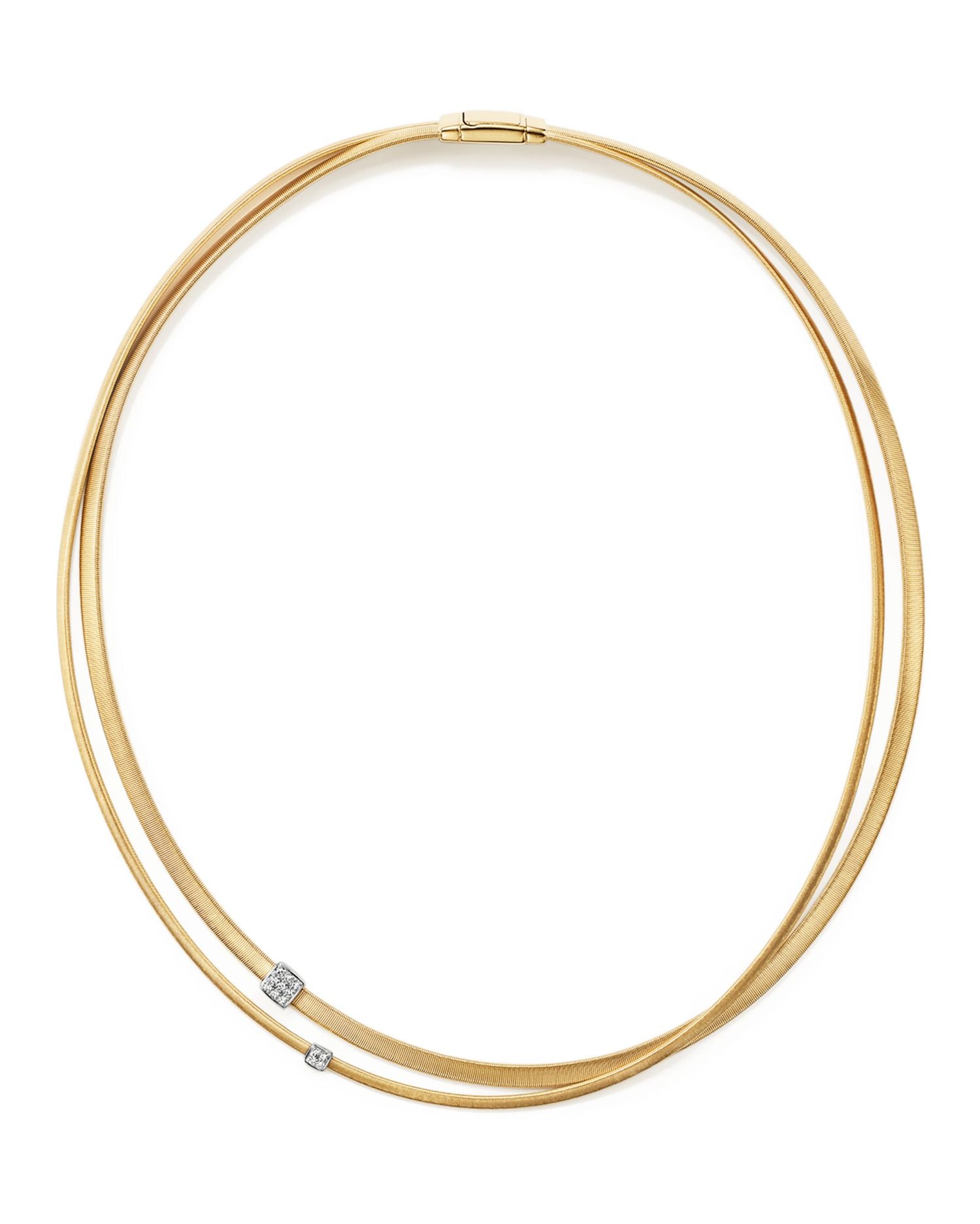 18K Yellow Gold Masai Two Strand Diamond Necklace, 17'
