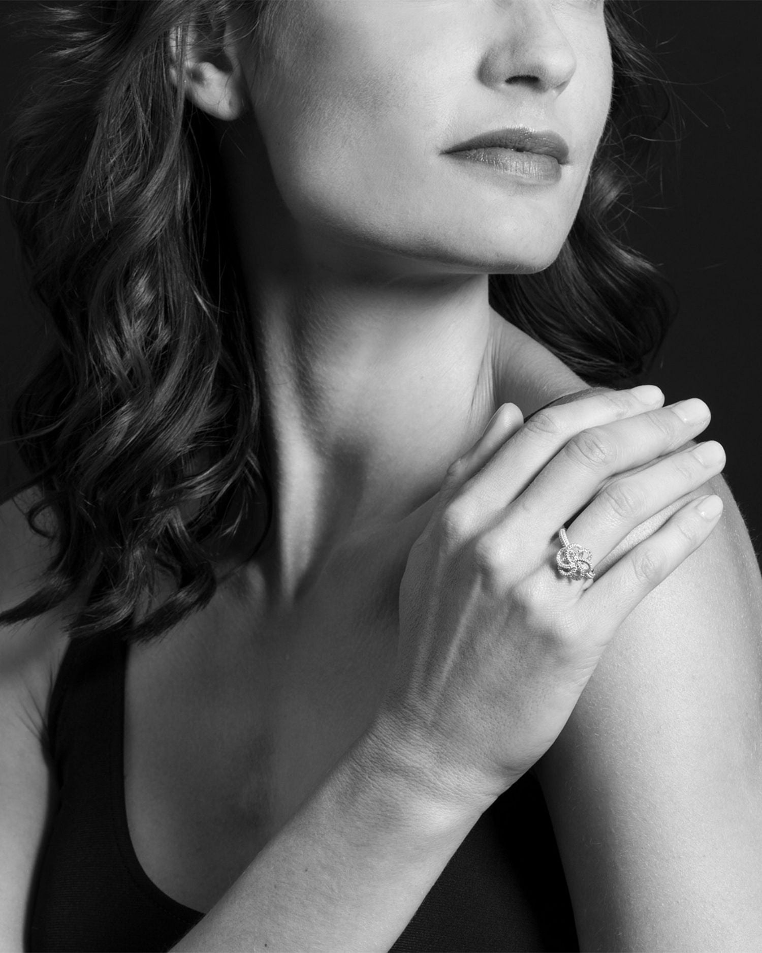 18K Gold Love Knot Ring with Diamonds