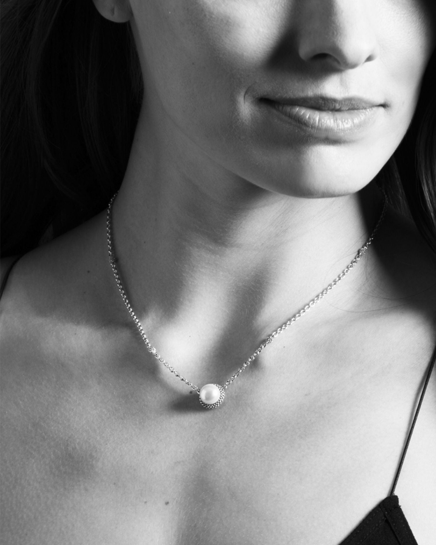 LAGOS Luna Sterling Silver & Cultured Freshwater Pearl Pendant Necklace, 16'