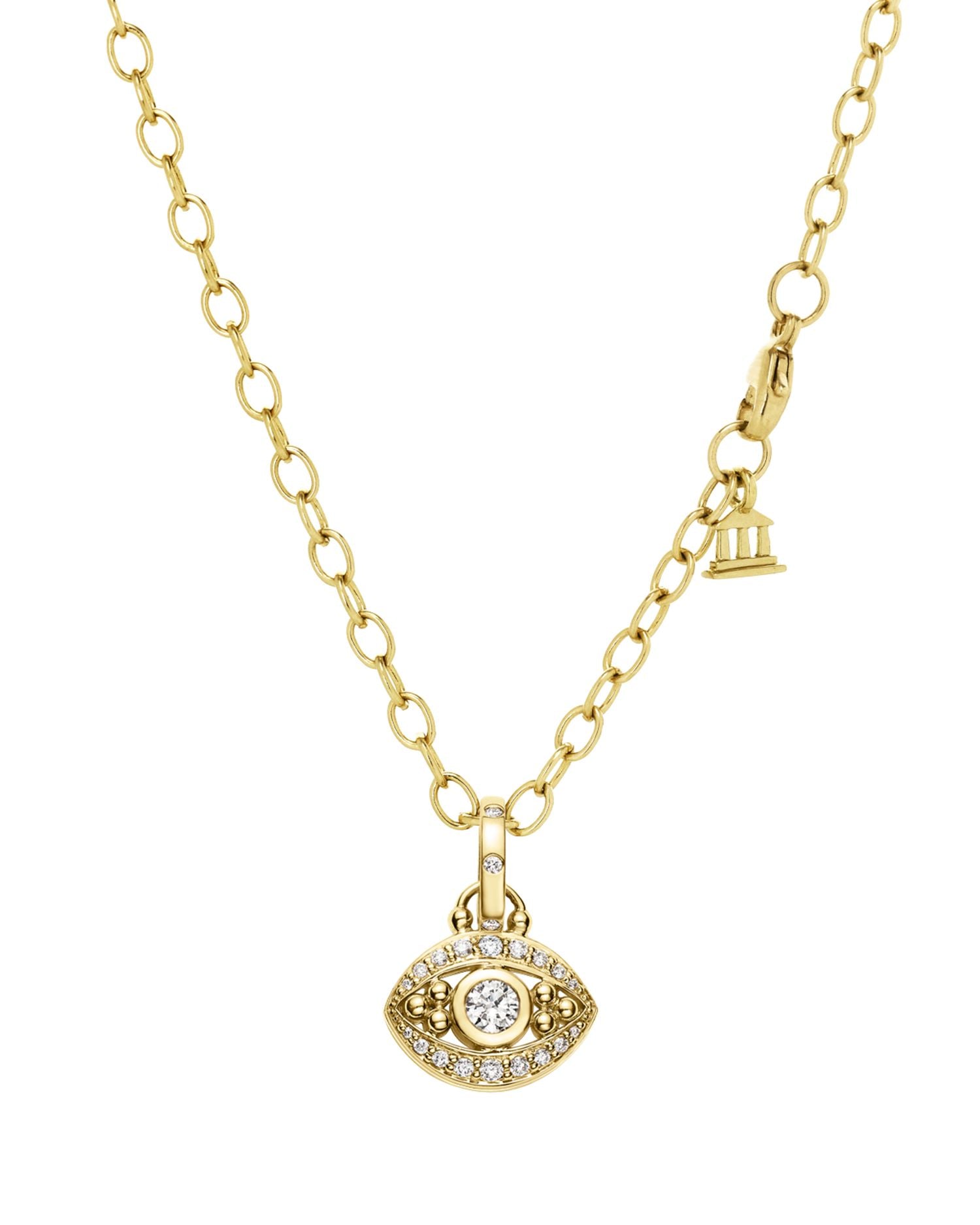 18K Yellow Gold Evil Eye Pendant with Diamonds