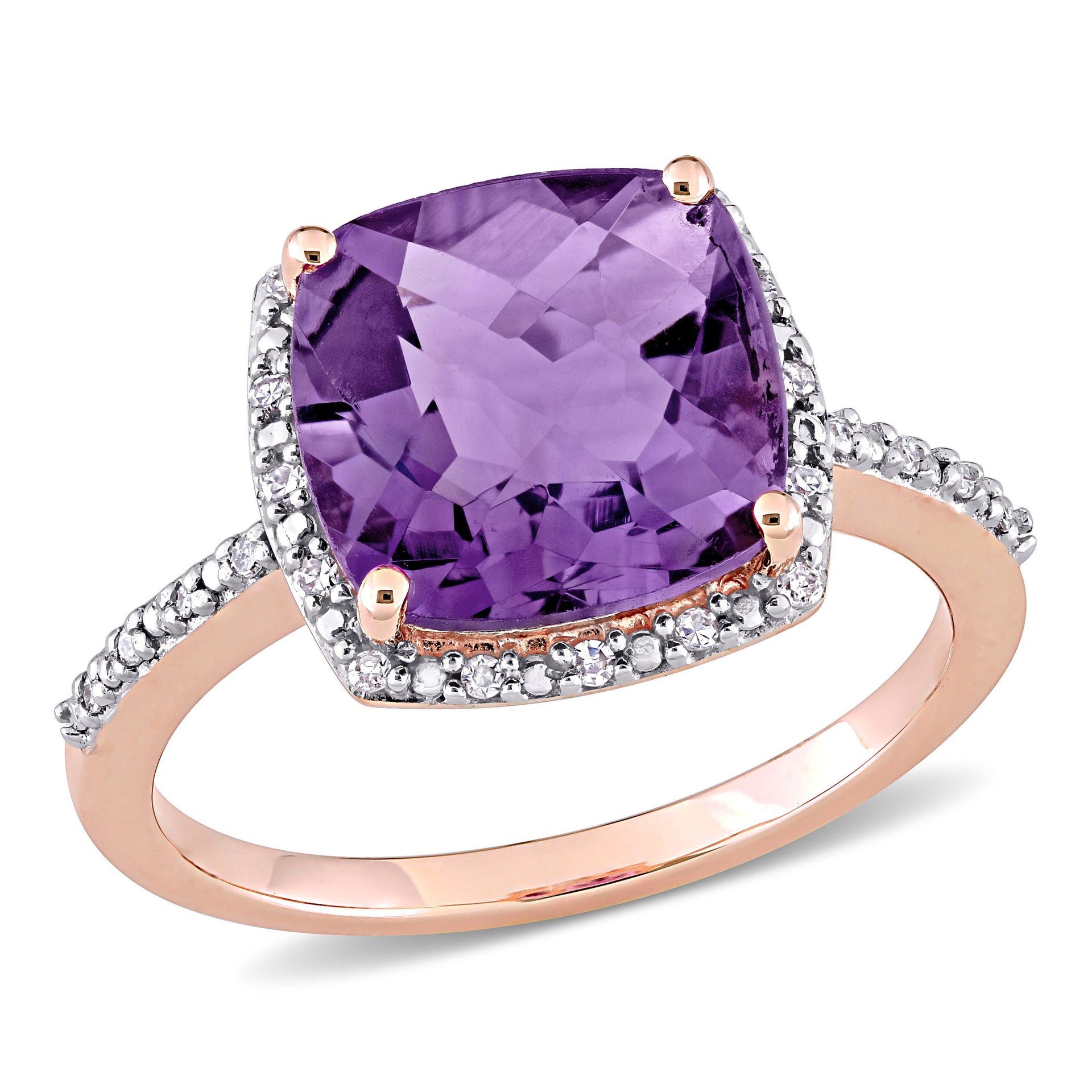 Mimi & Max 3 1/2 CT TGW Cushion Cut Checkerboard Amethyst Halo Ring