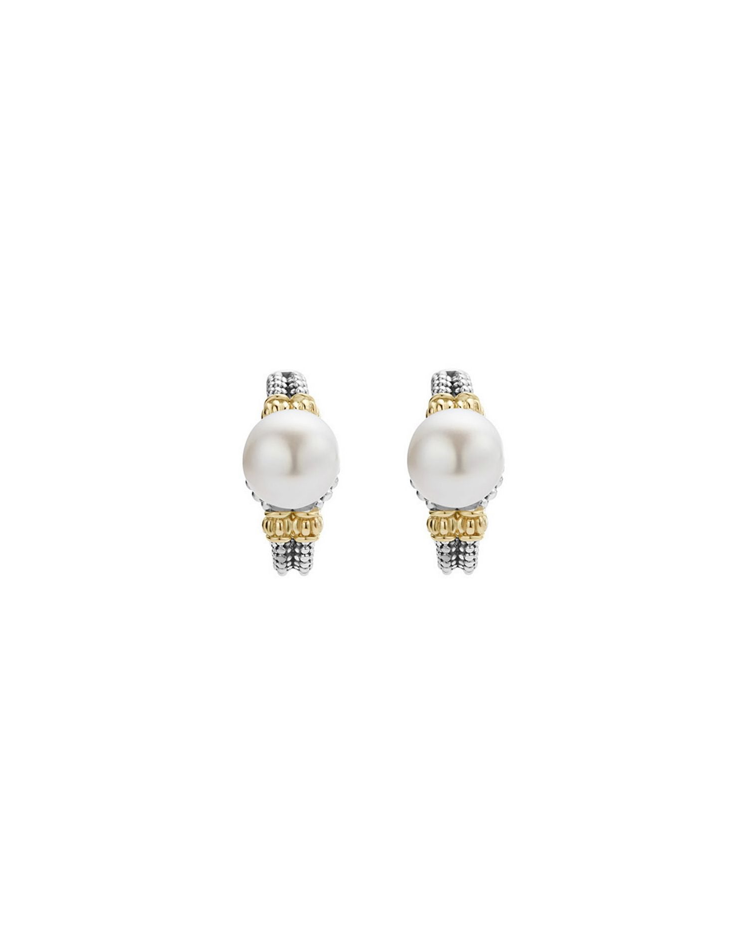 18K Gold and Sterling Silver Luna Earrings with Cultured Freshwater Pearls