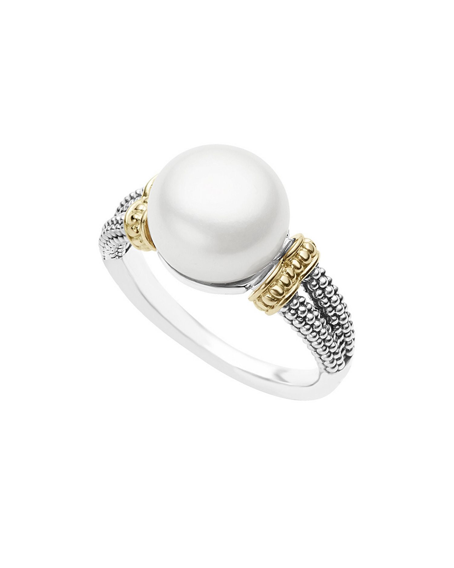 18K Gold and Sterling Silver Luna Ring with Cultured Freshwater Pearl