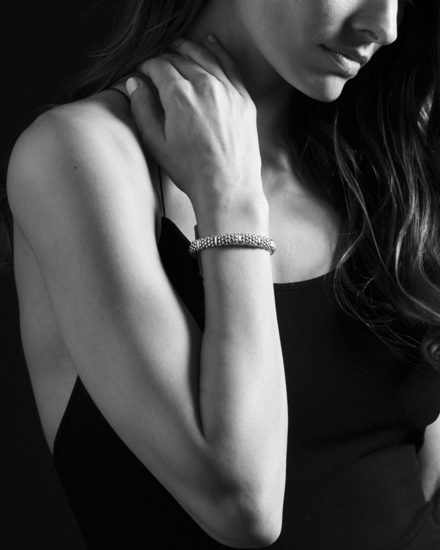 Sterling Silver Caviar Beaded Rope Bracelet