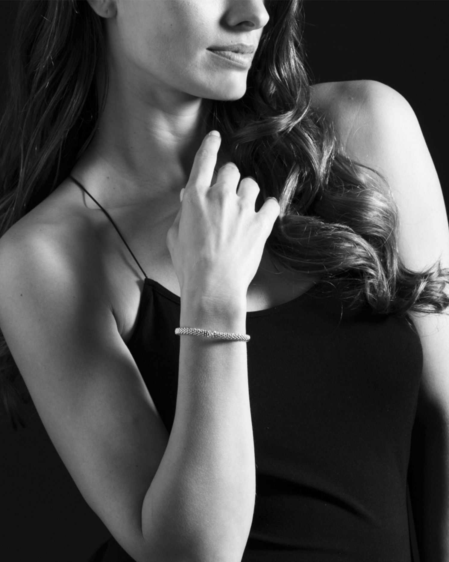 Sterling Silver X Station Rope Bracelet with Diamonds