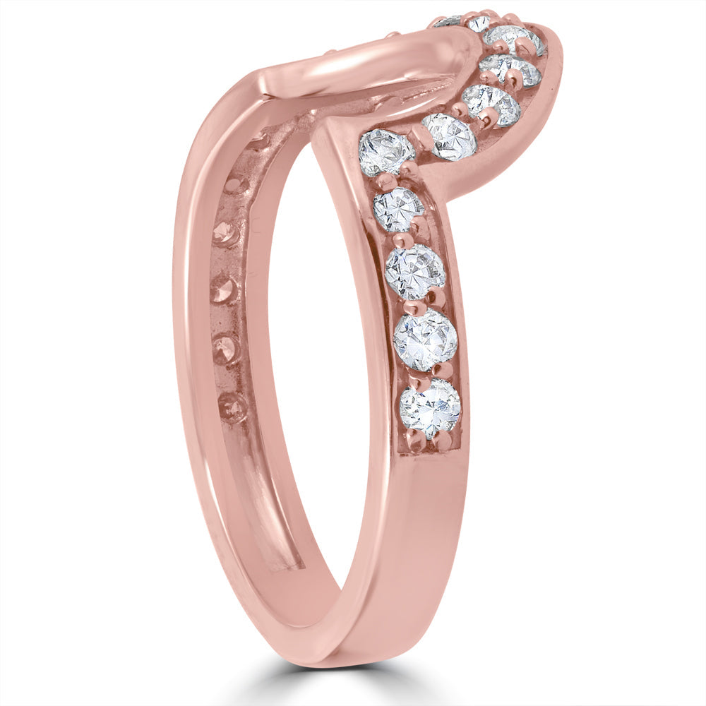 1/2 cttw 14k Rose Gold Diamond Curved Contour Band For Forever Us 2 Stone Ring