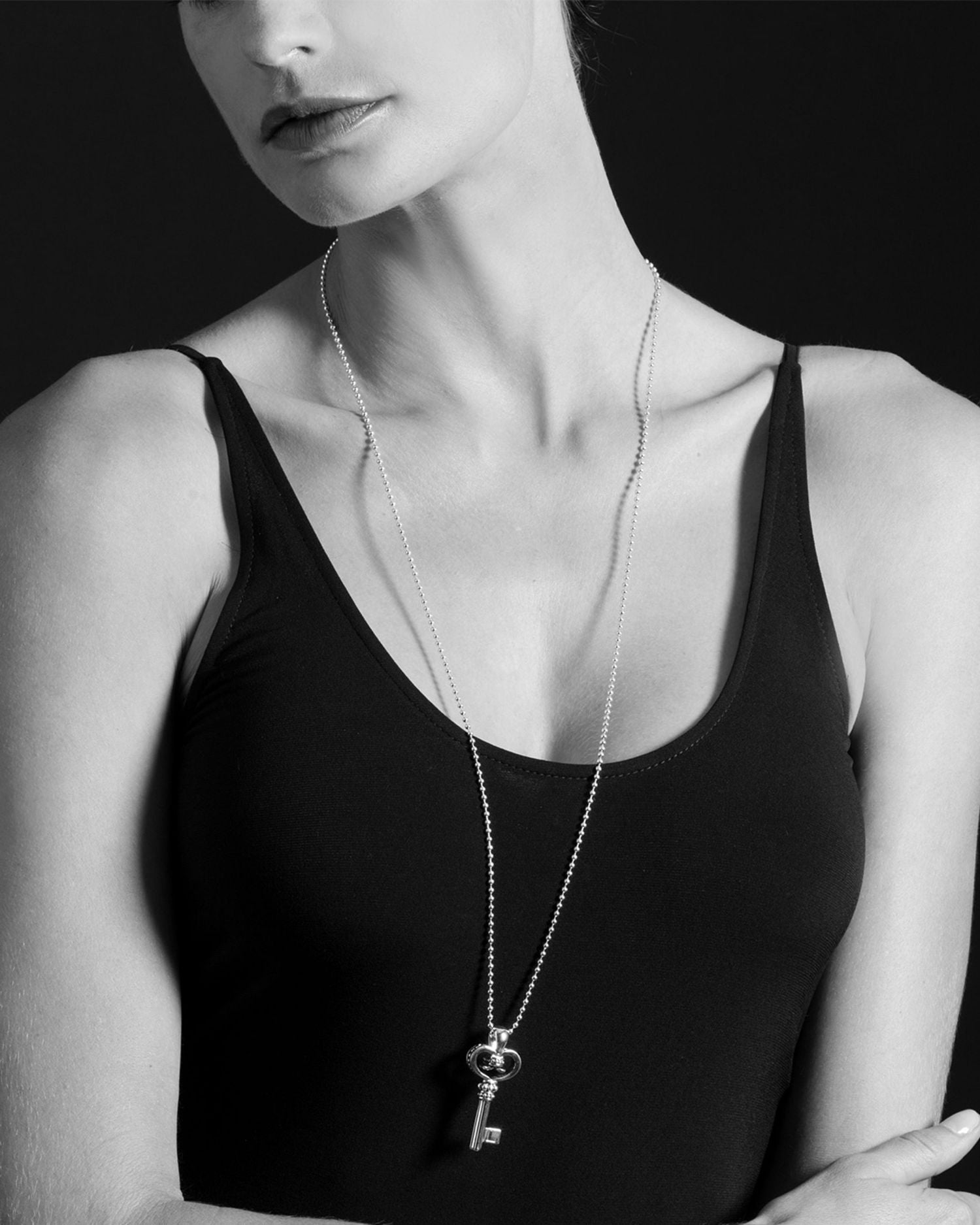 LAGOS Signature Sterling Silver Key Pendant Necklace, 34'
