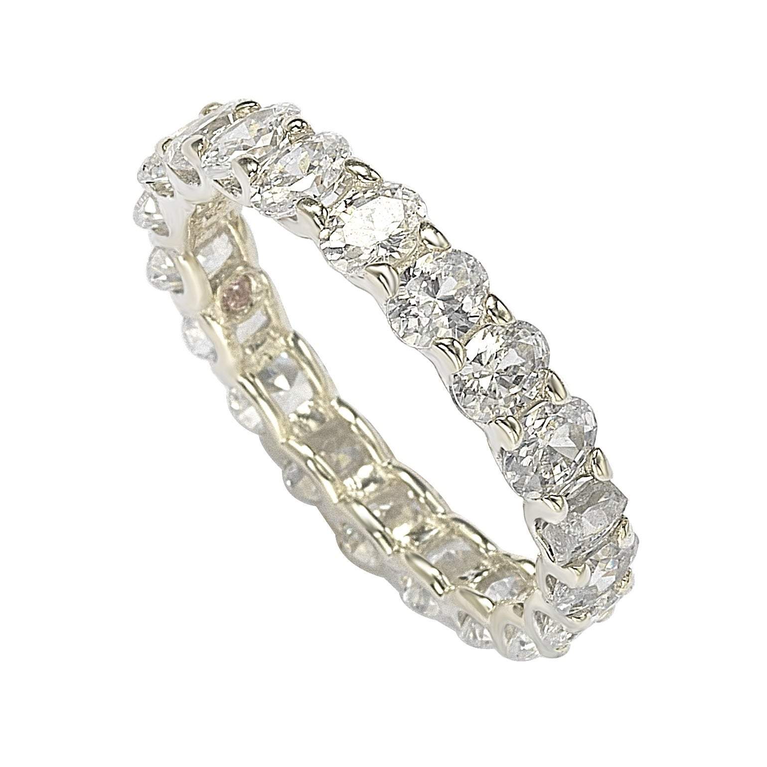 Suzy Levian Sterling Silver Oval U-Shape Cubic Zirconia Eternity Band