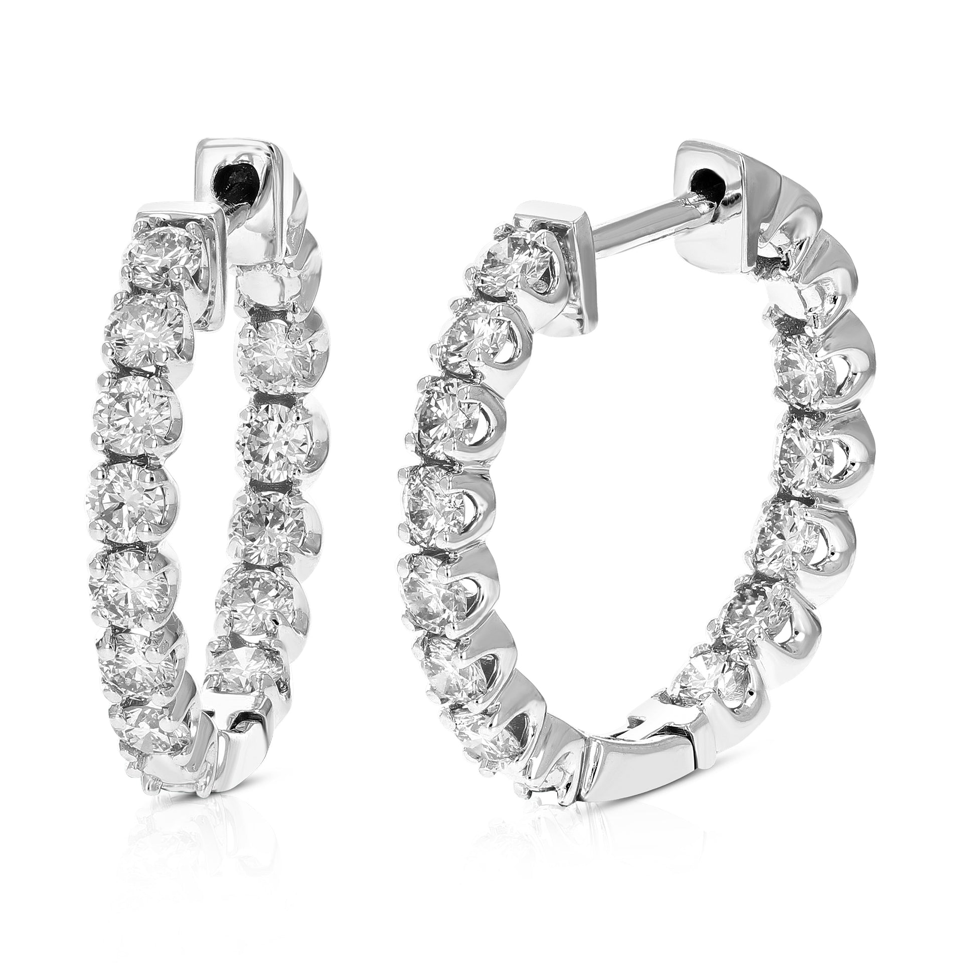1.50 cttw AGS Certified I1-I2 14K White Gold Diamond Hoop Earrings (I-J)