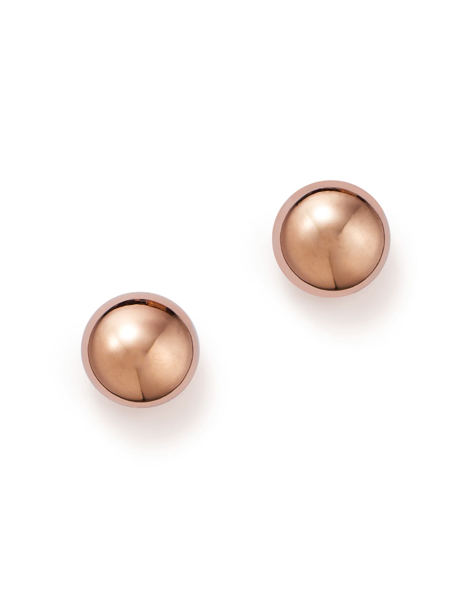 14K Rose Gold Flat Ball Stud Earrings - Exclusive