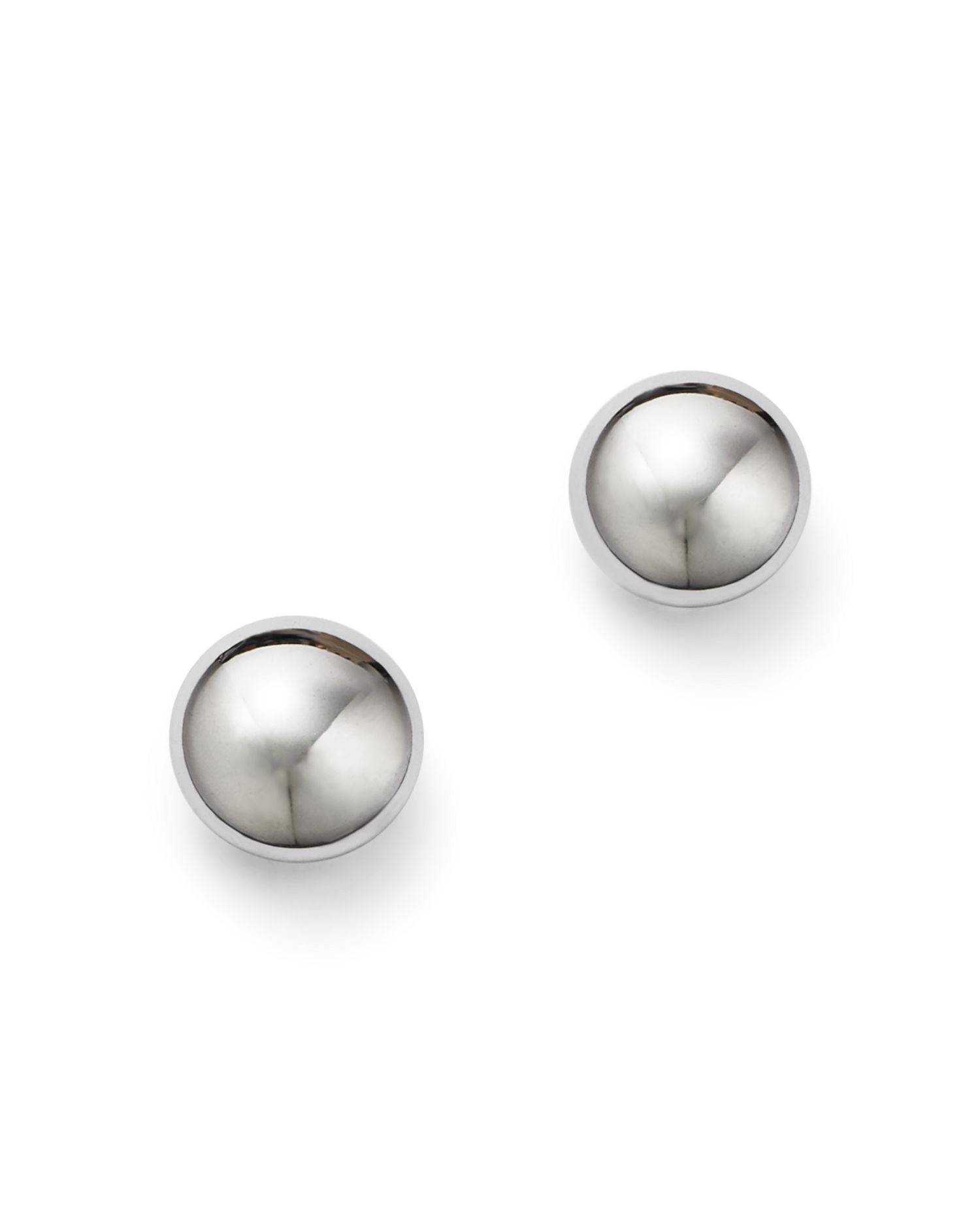 14K White Gold Flat Ball Stud Earrings - Exclusive