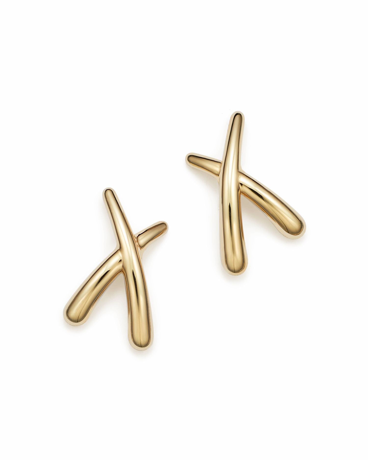 14K Yellow Gold Small X Stud Earrings - Exclusive