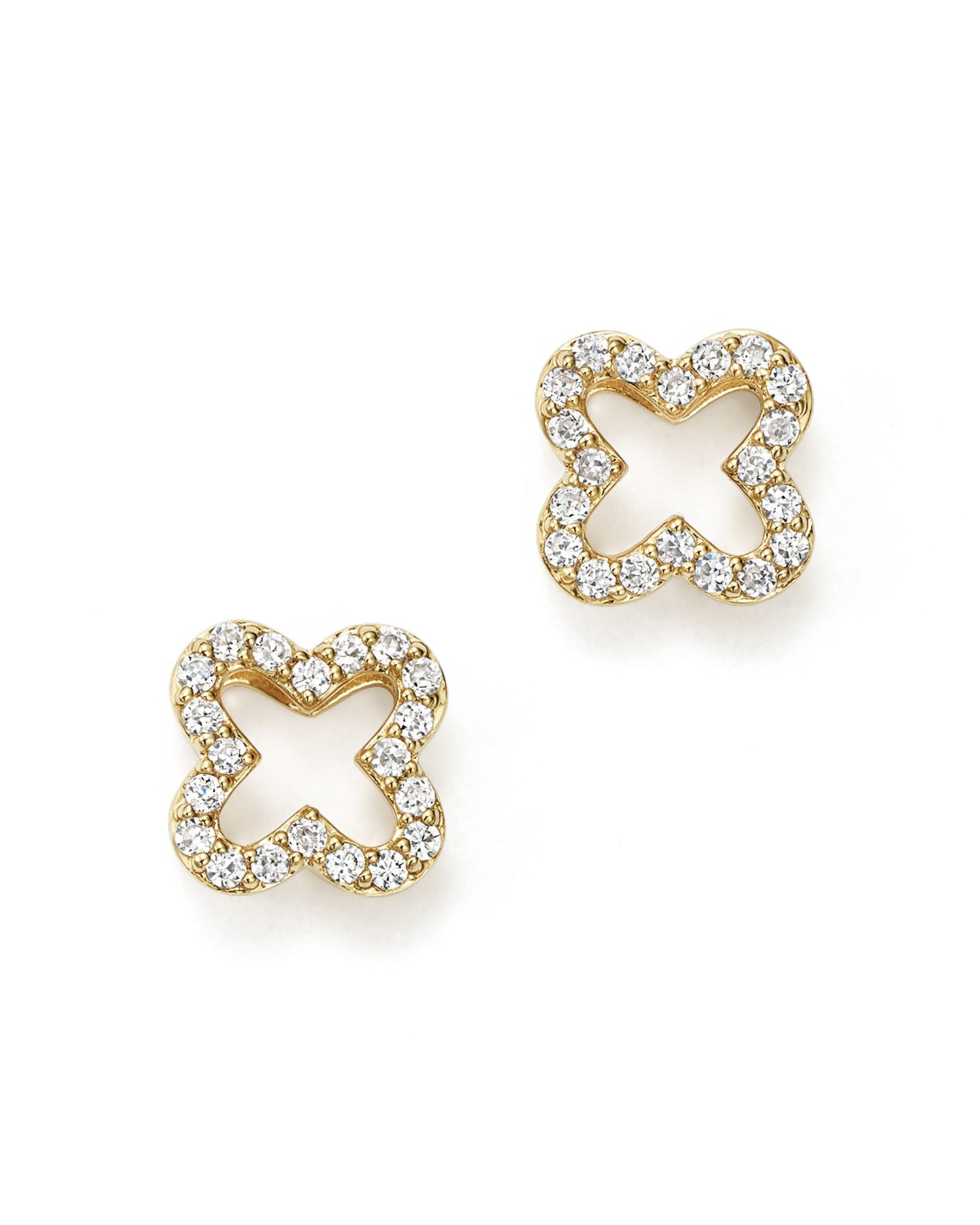 Diamond Clover Stud Earrings in 14K Yellow Gold, White Gold, or Rose Gold, 0.20 ct. t.w. - Exclusive