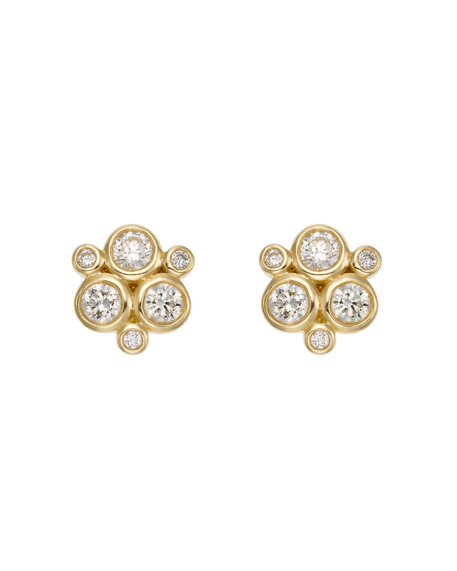 18K Yellow Gold Classic Trio Earrings with Diamonds