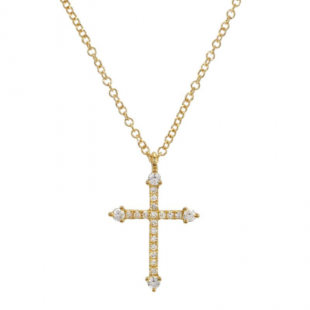 Gold Pave Diamond Cross Necklace
