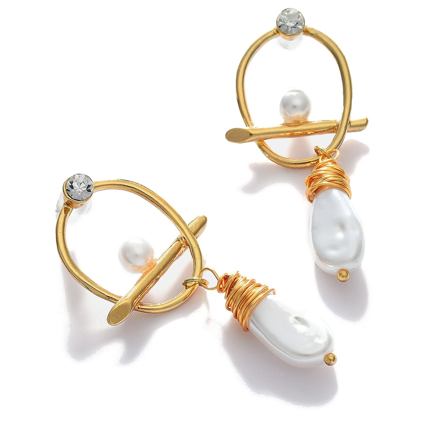 Gold Plated Pearl Beaded Drop Earring