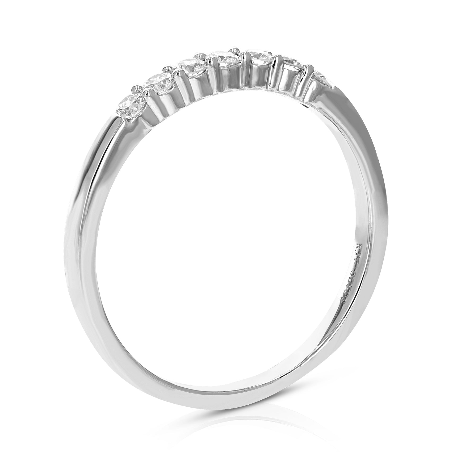 1/4 cttw 7 Stones Round Cut Lab Grown Diamond Wedding Band .925 Sterling Silver Prong Set