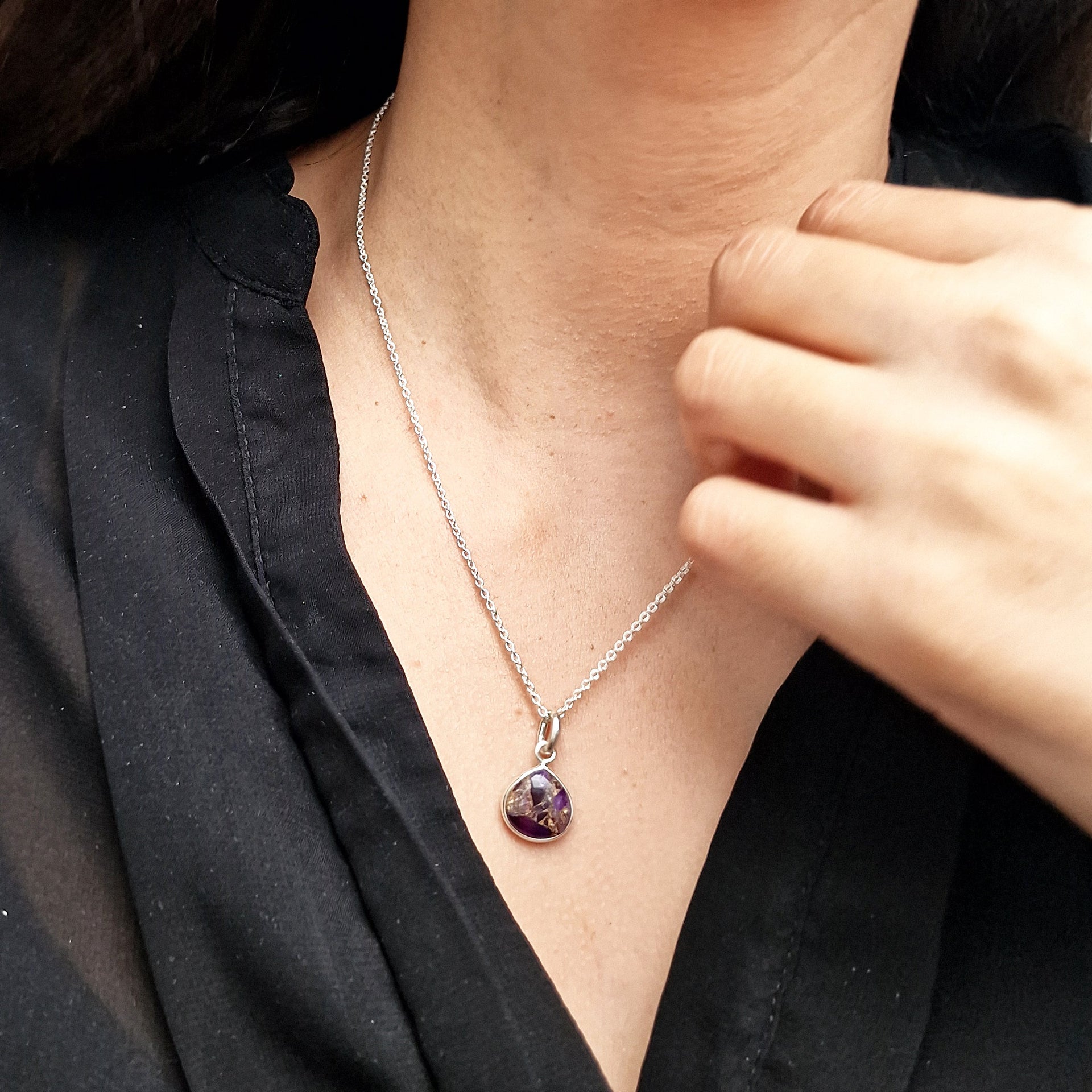Sterling Silver Amethyst February Birthstone Heart Pendant Necklace