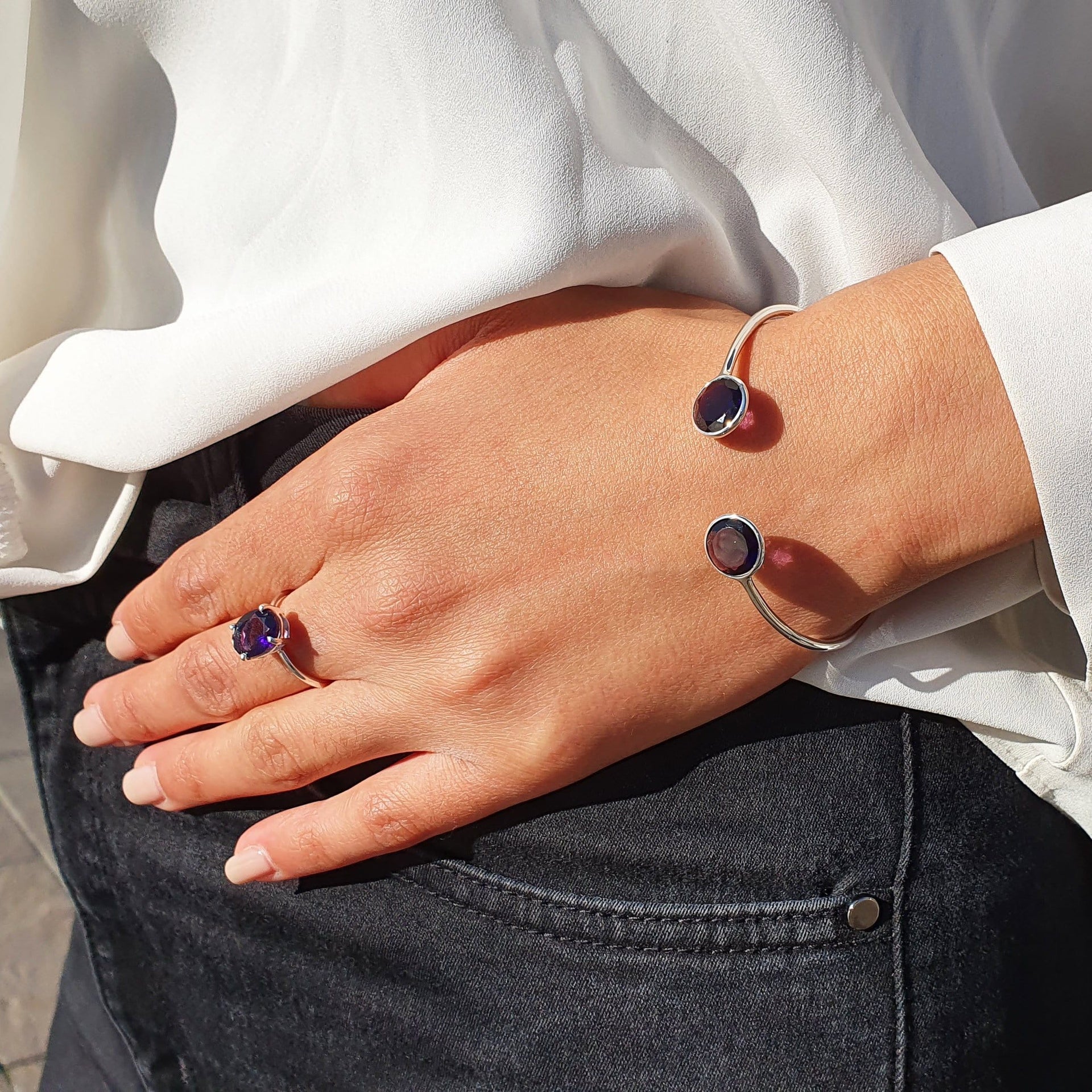 Sterling Silver Amethyst February Birthtone Prong Set Ring