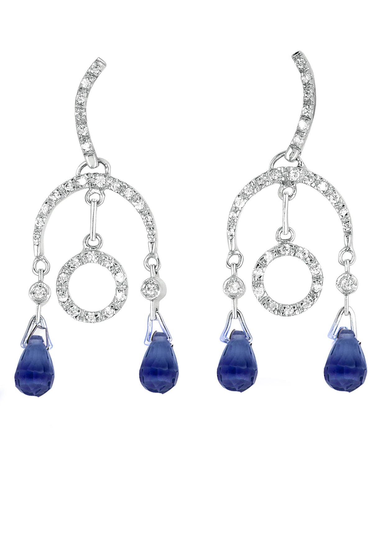 Sterling Sapphire Cubic Zirconia Drop Earrings