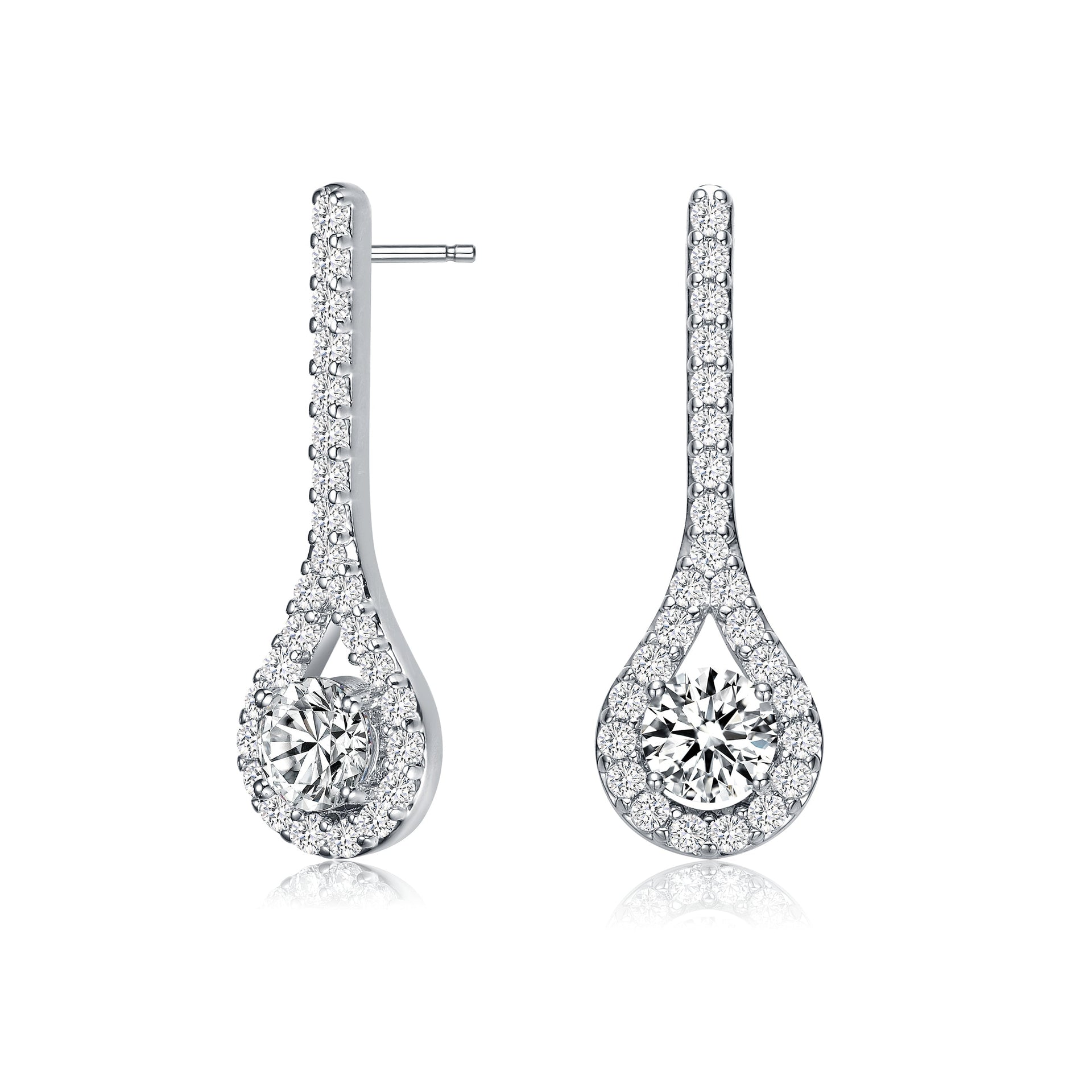 Sterling Silver Cubic Zirconia Solitaire Teardrop Earrings