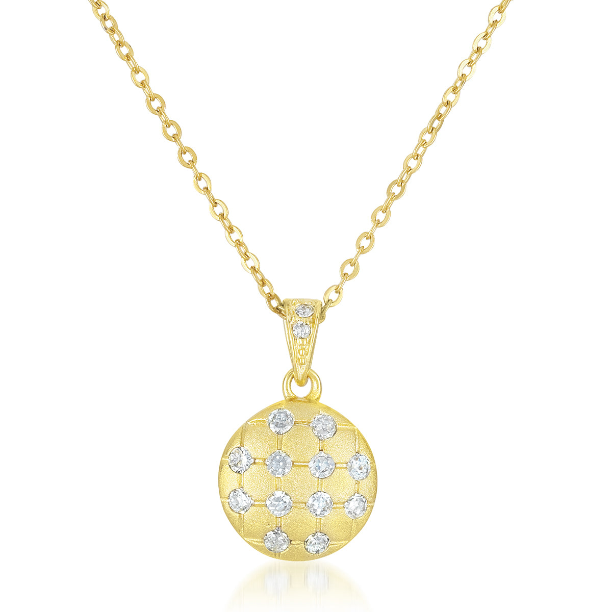 Sterling Silver Gold Plated Cubic Zirconia Sphere Pendant