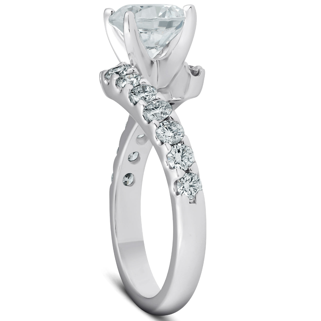 2 Ct Diamond Engagement Ring Twisted Accent Band 14k White Gold