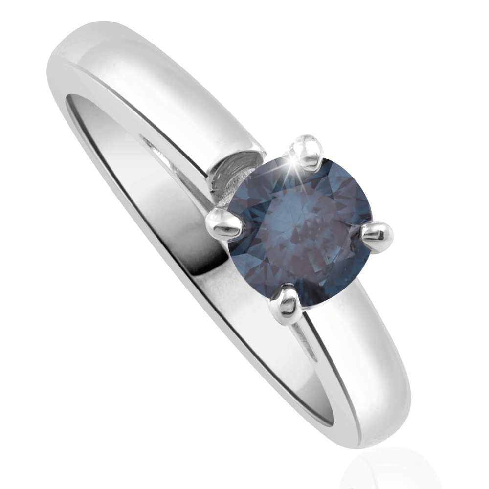 1/2 ct Solitaire Blue Diamond Engagement Ring Cathedral 14k White or Yellow Gold