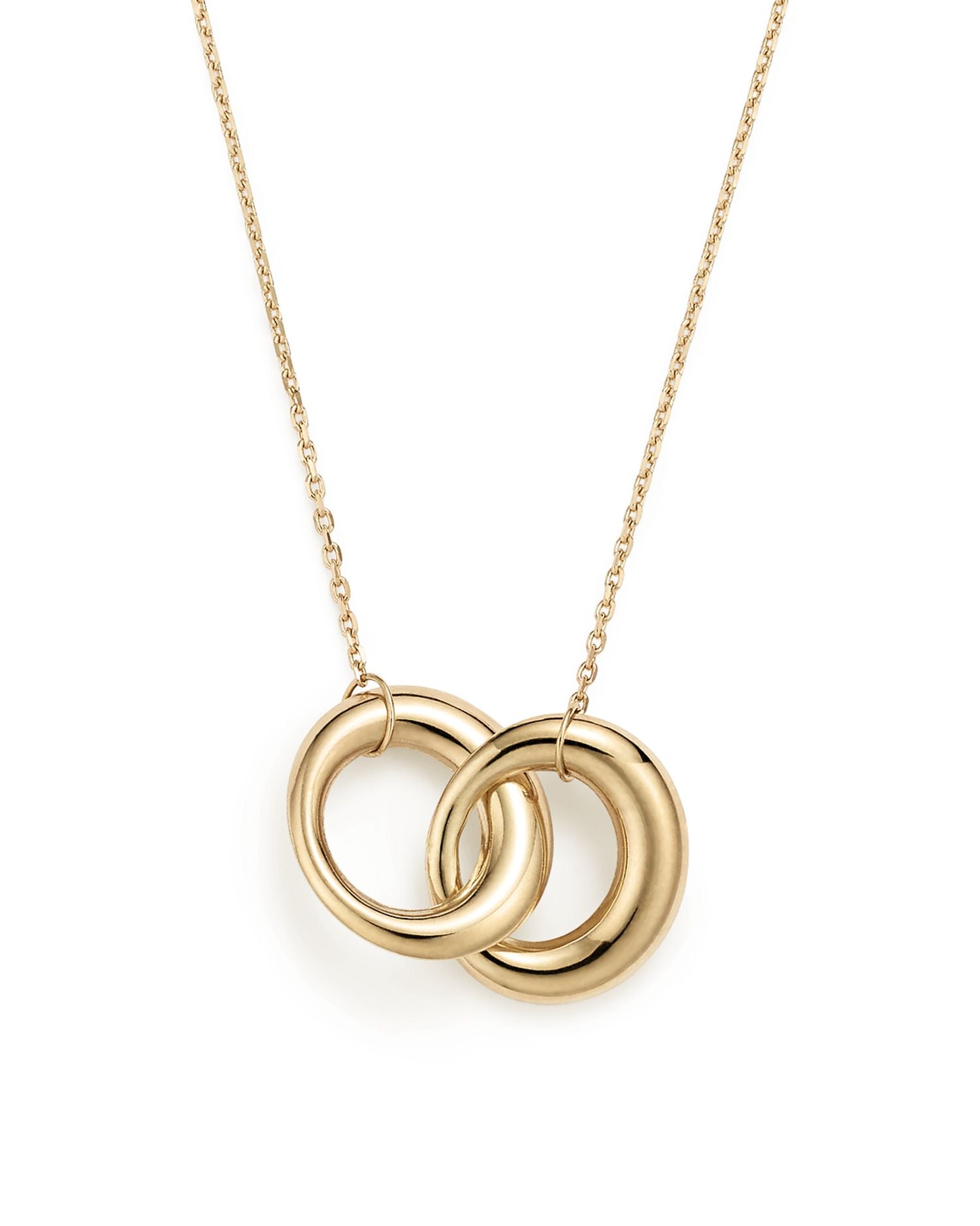 14K Yellow Gold Double Interlocked Circle Chain Necklace, 17' - Exclusive