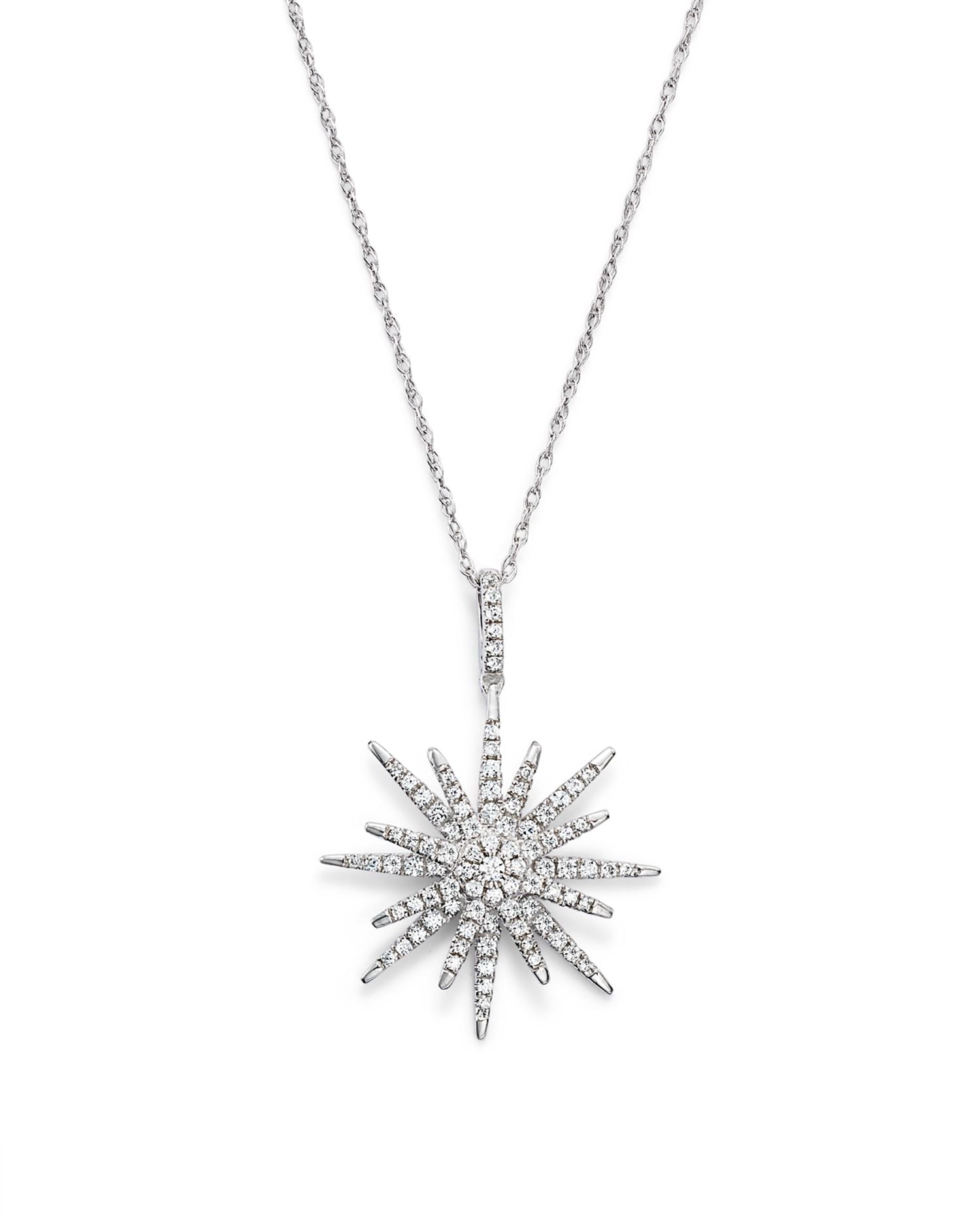 Diamond Starburst Pendant Necklace in 14K White Gold, 0.55 ct. t.w. - Exclusive