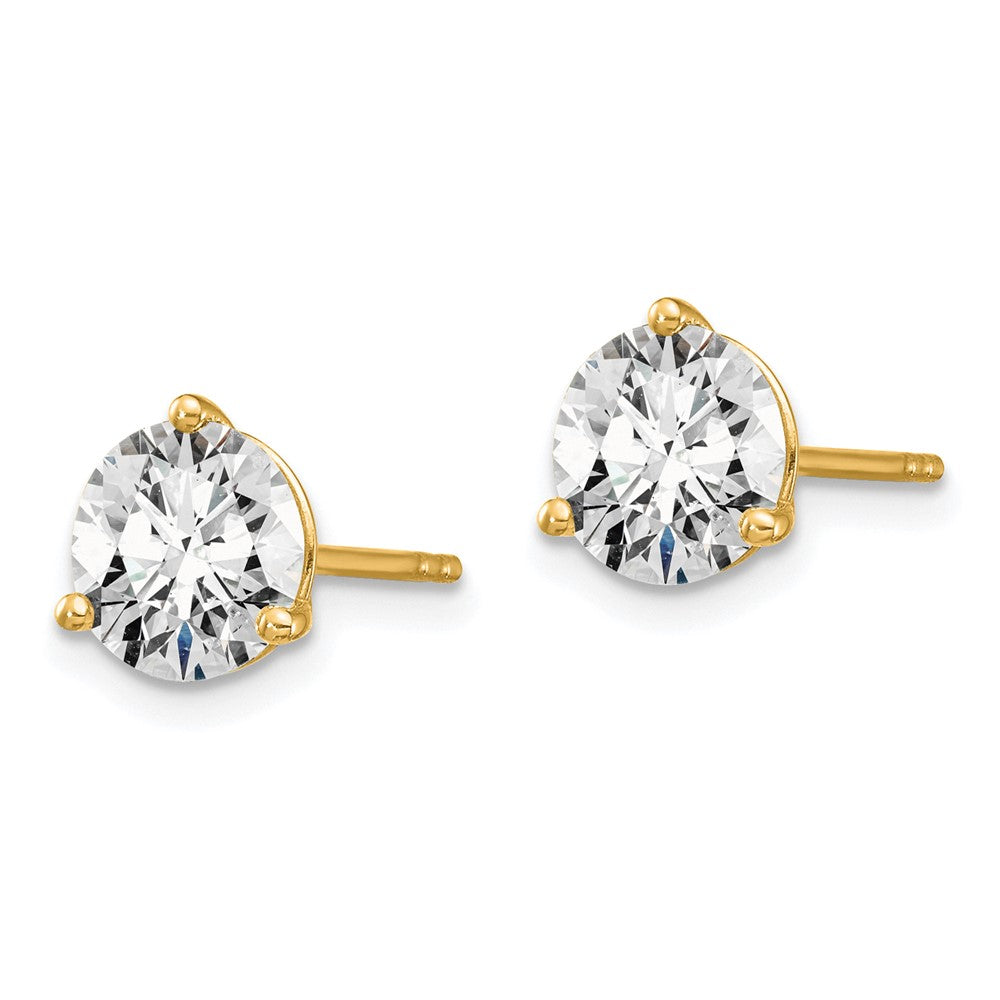 14k Yellow Gold 1 3/8 CT Round Lab Grown Diamond Stud Earrings VS Clarity D-E Color