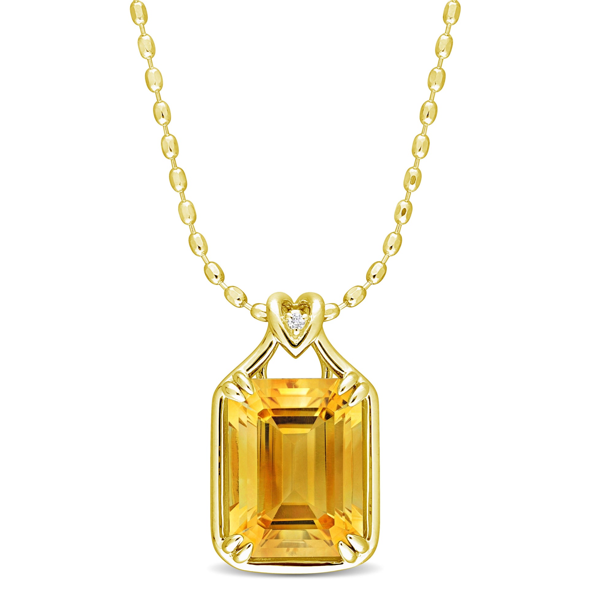 Mimi & Max Womens 10 3/4ct TGW Octagon-Cut Citrine and White Topaz Solitaire Necklace in Yellow Silver