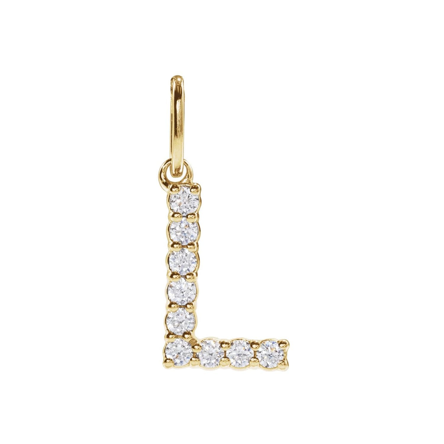 14k Gold 1/8ct Lab-grown Diamond Initial L Pendant