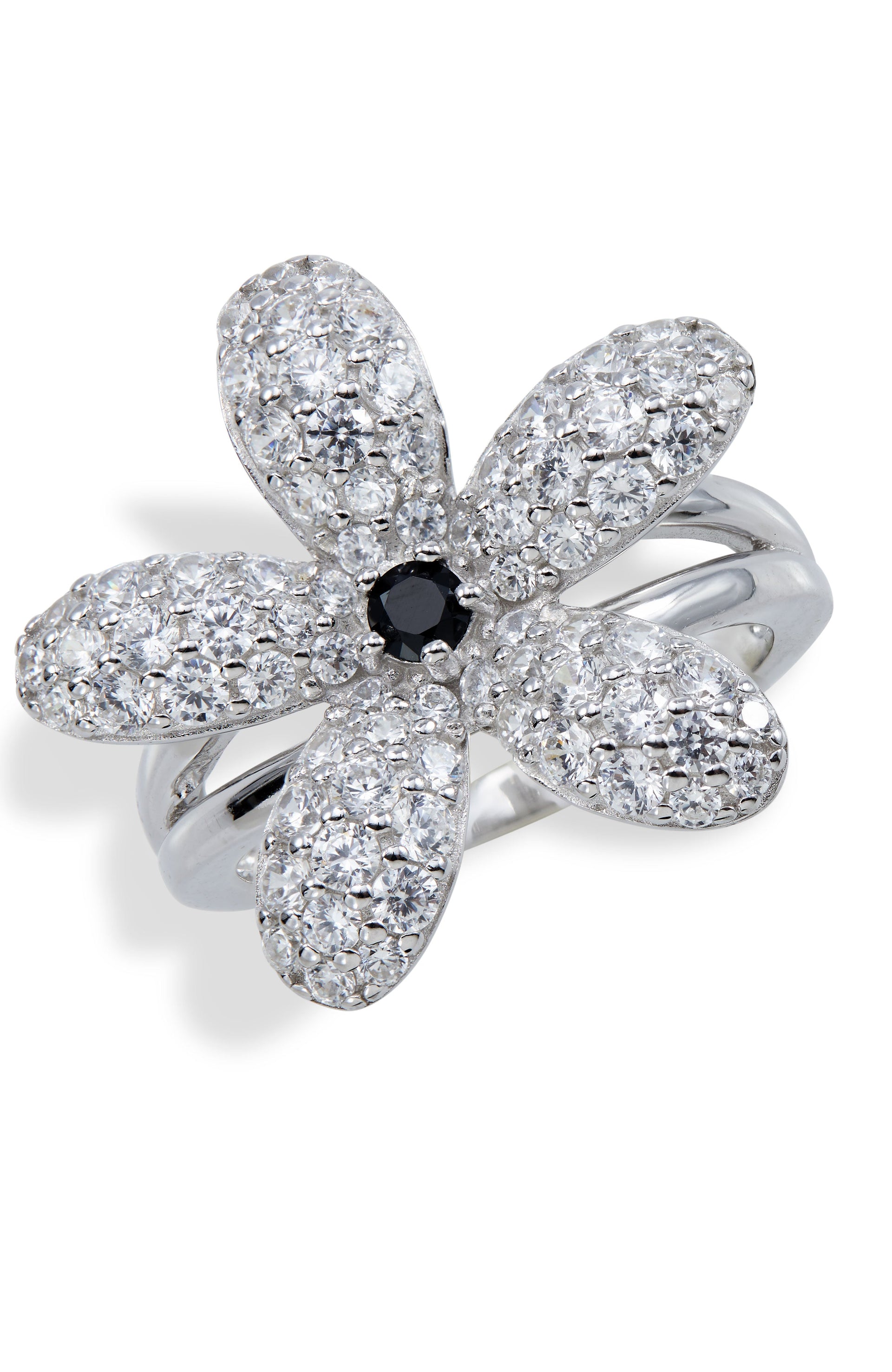 Sterling Silver Black Spinel Flower