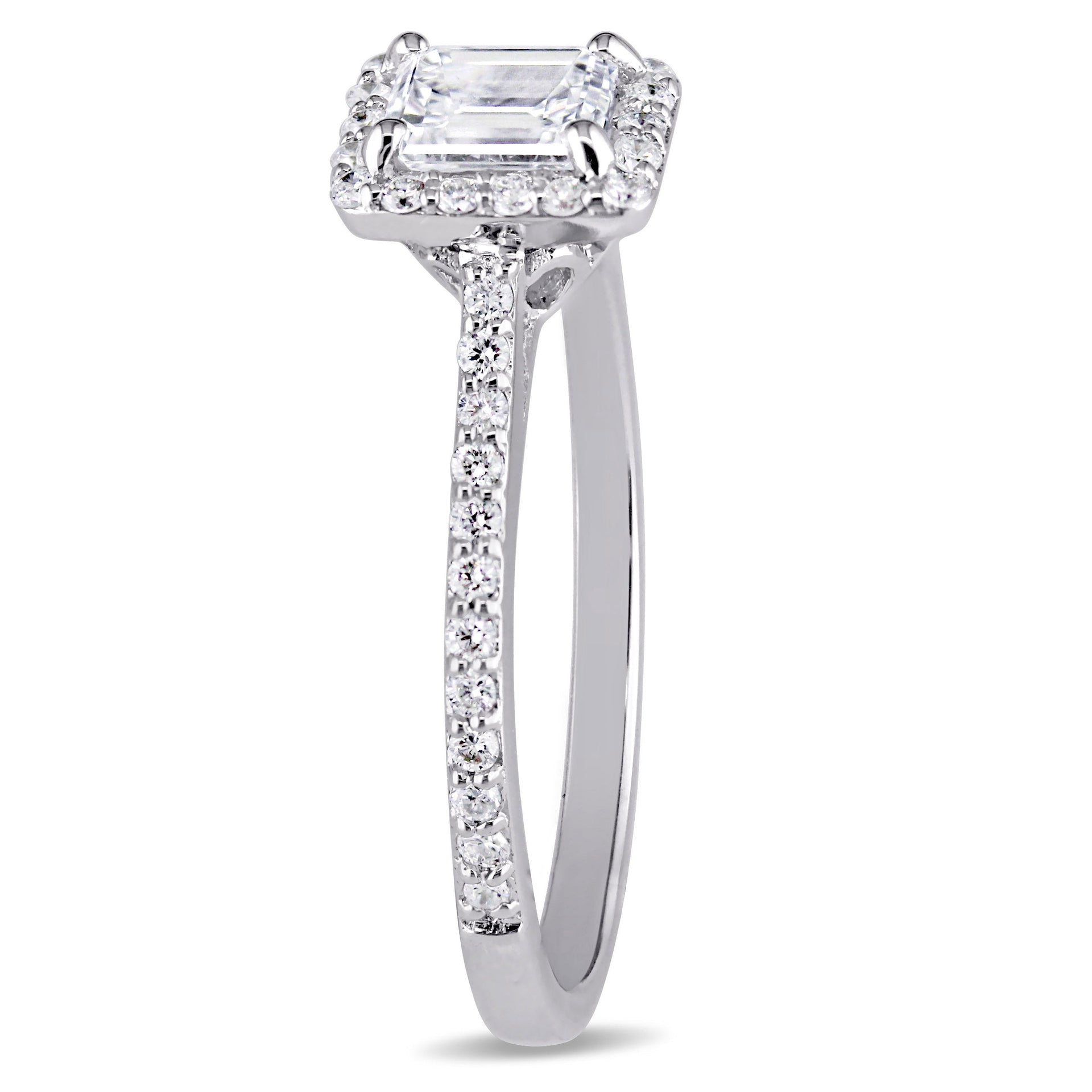 Mimi & Max 3/4ct TW Emerald Round-cut Diamond Halo Ring 14k White Gold