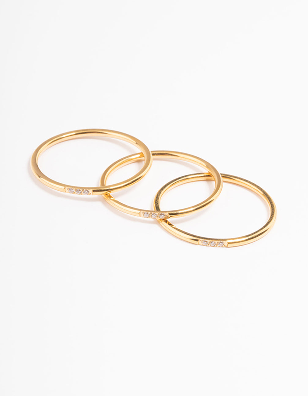 Gold Plated Surgical Steel Thin 3 Band Cubic Zirconia Ring