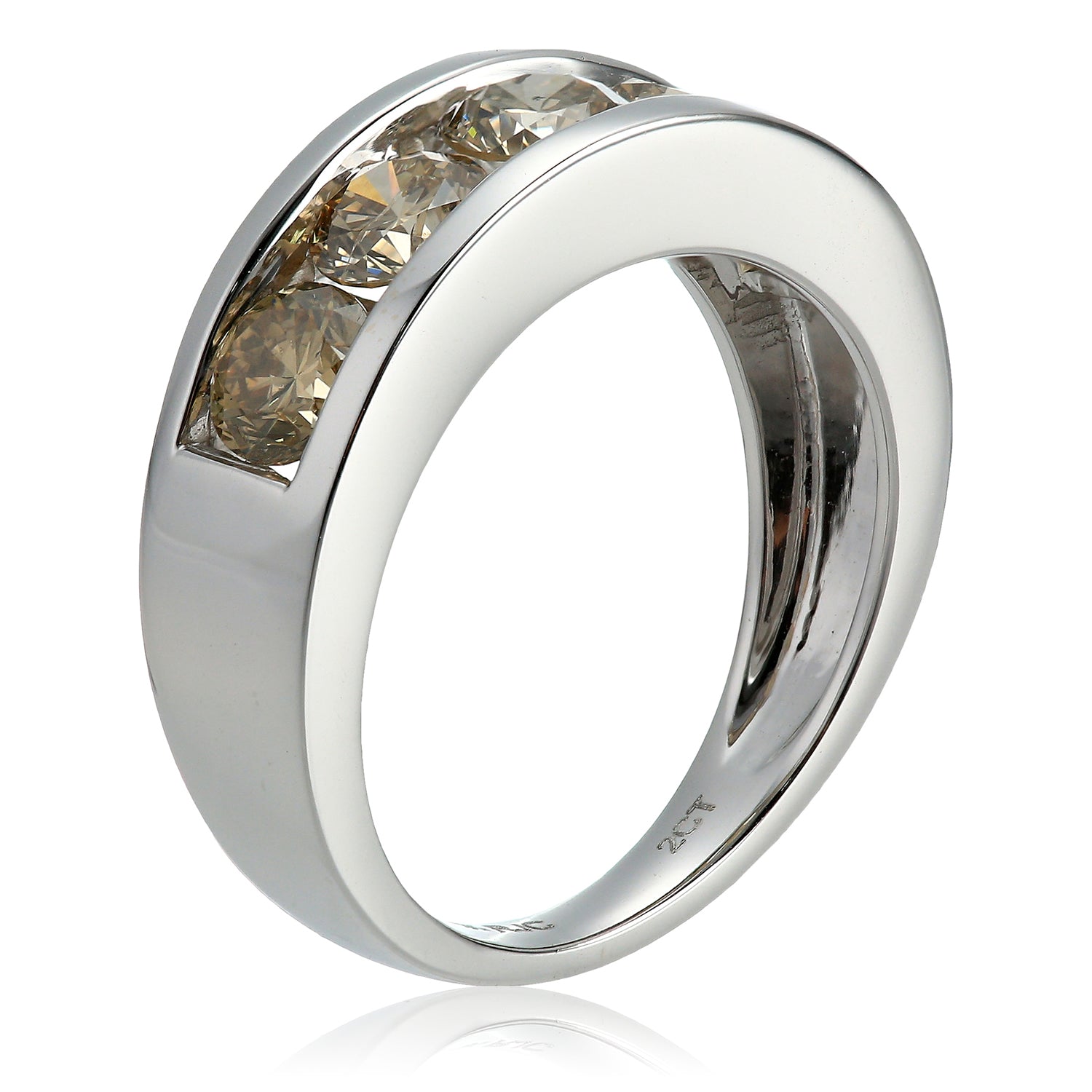 2 Cttw 5 Stones Champagne Diamond Wedding Band 14K Gold Channel