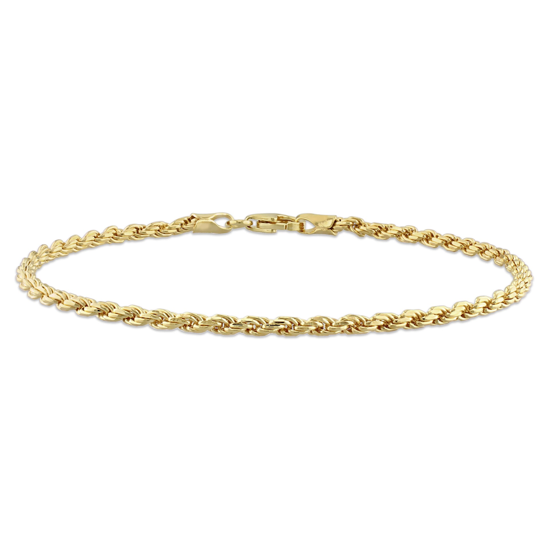 Mimi & Max 2.2mm Rope Chain Bracelet in Yellow Plated Sterling Silver - 7.5 in