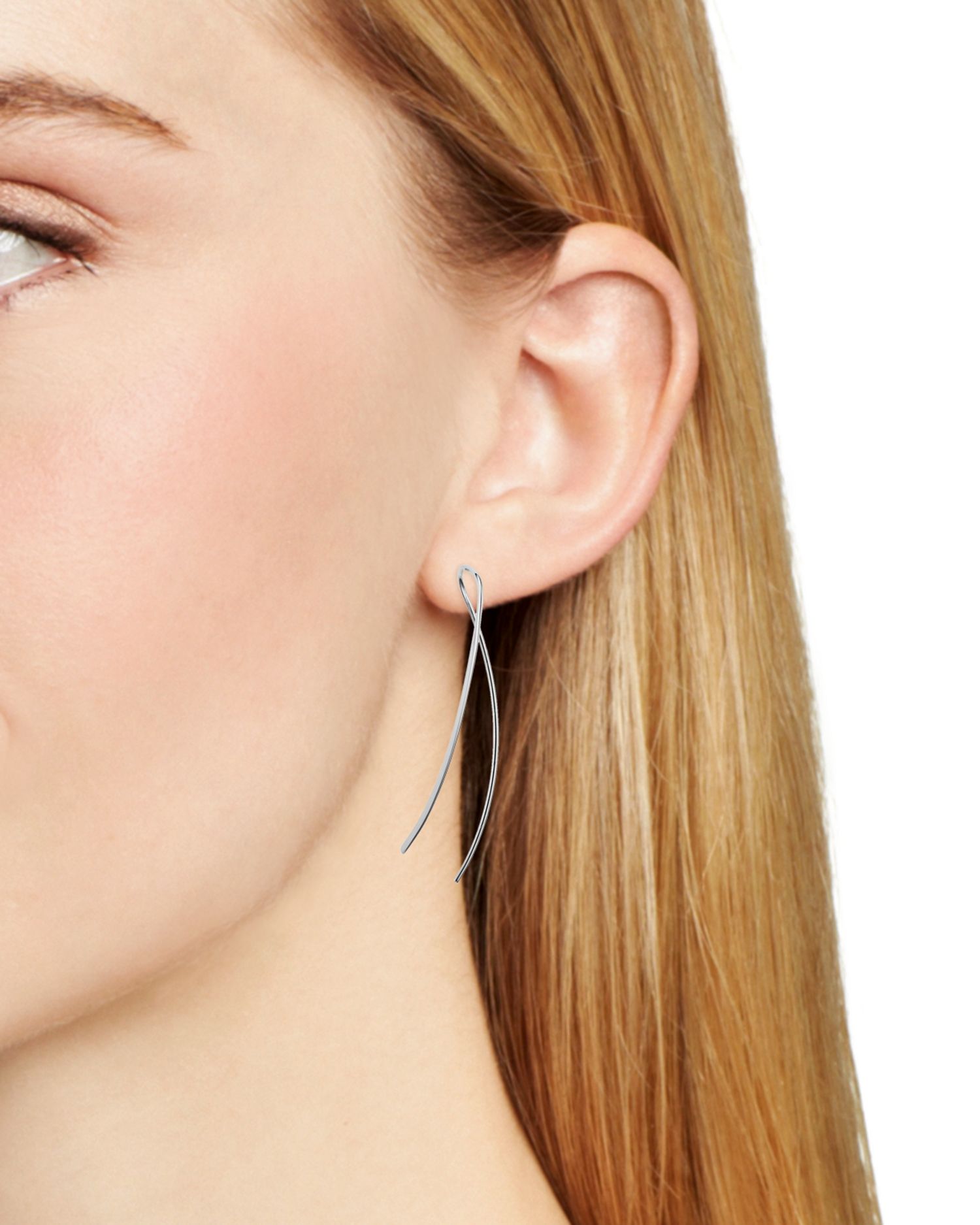 Sterling Silver Crossover Sweep Drop Earrings - Exclusive